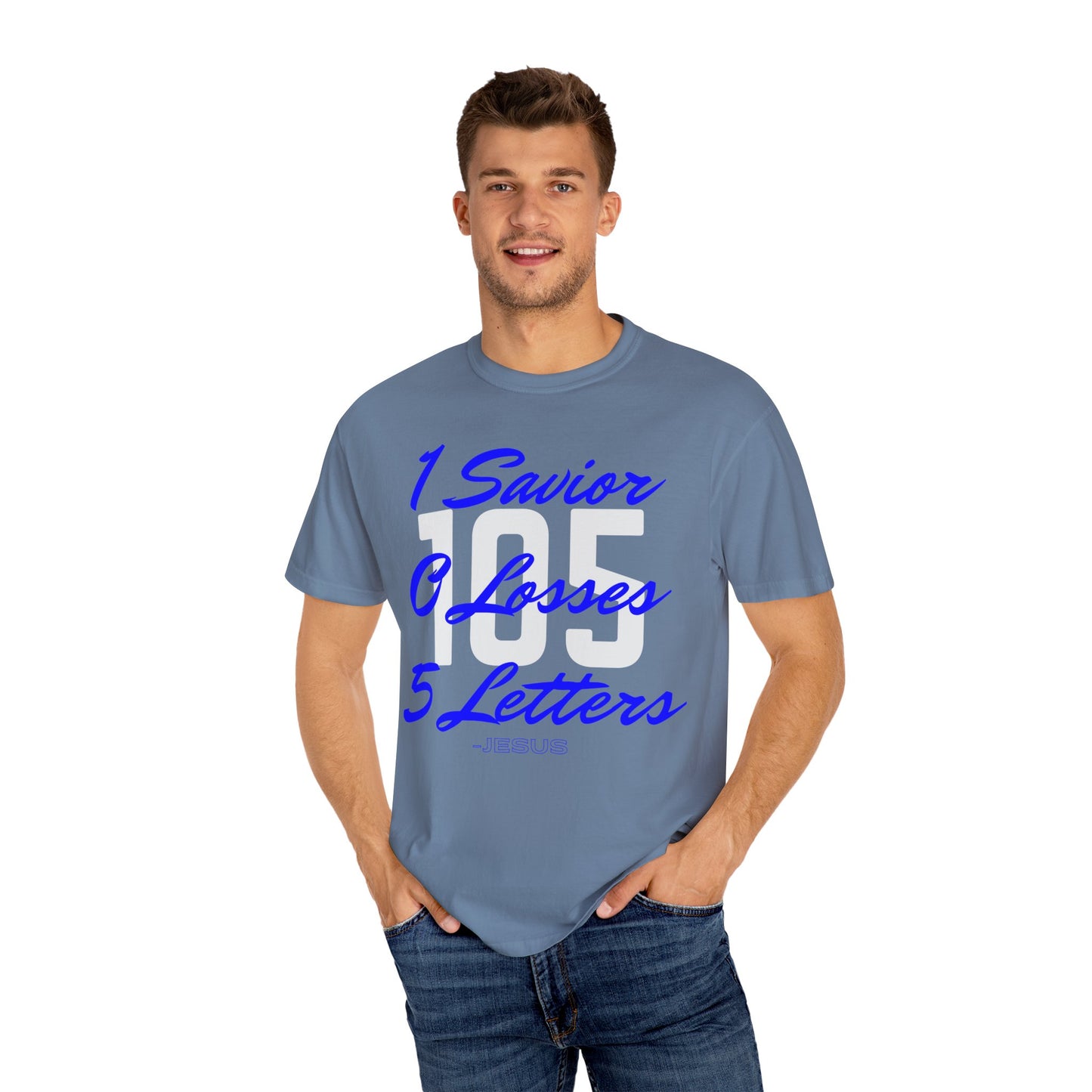 Adult 105 Christian Blue and White Letters