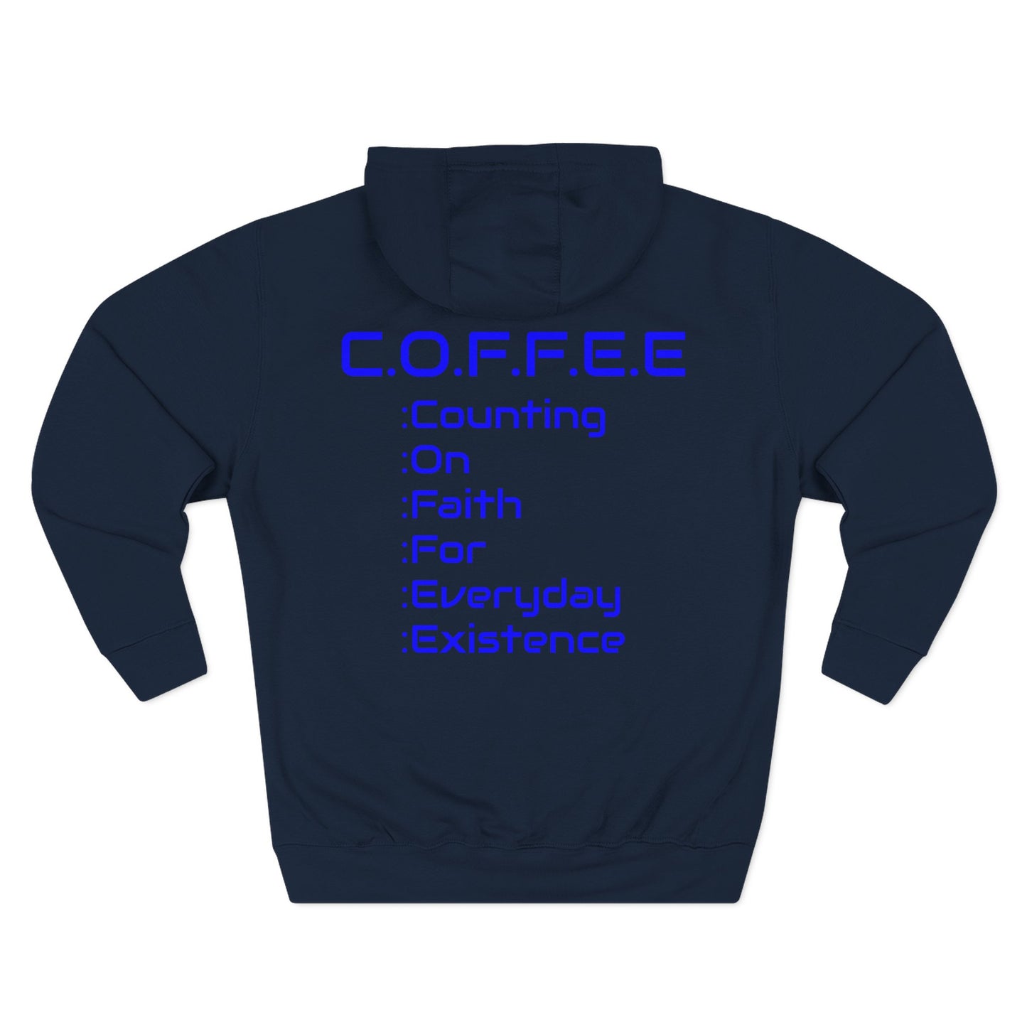 Adult Coffee Christian Blue Words Only Hoodie