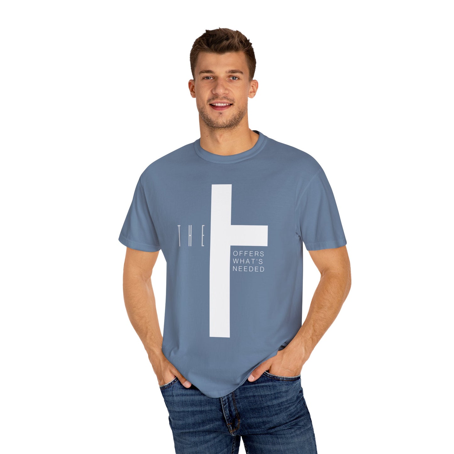 Adult T-Town Christian White Letters & Cross