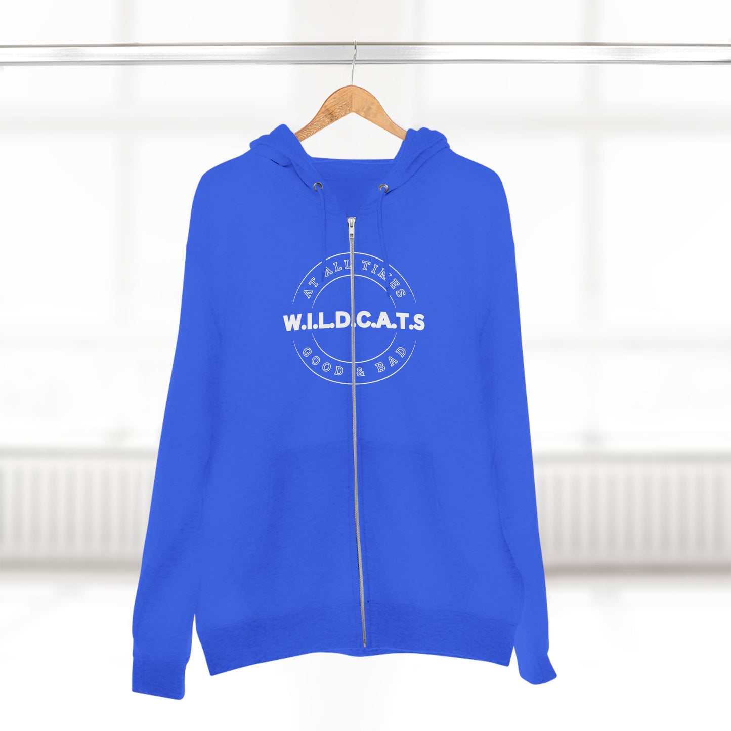 Adult Wildcats Christian White Letters & Picture Zipper Hoodie