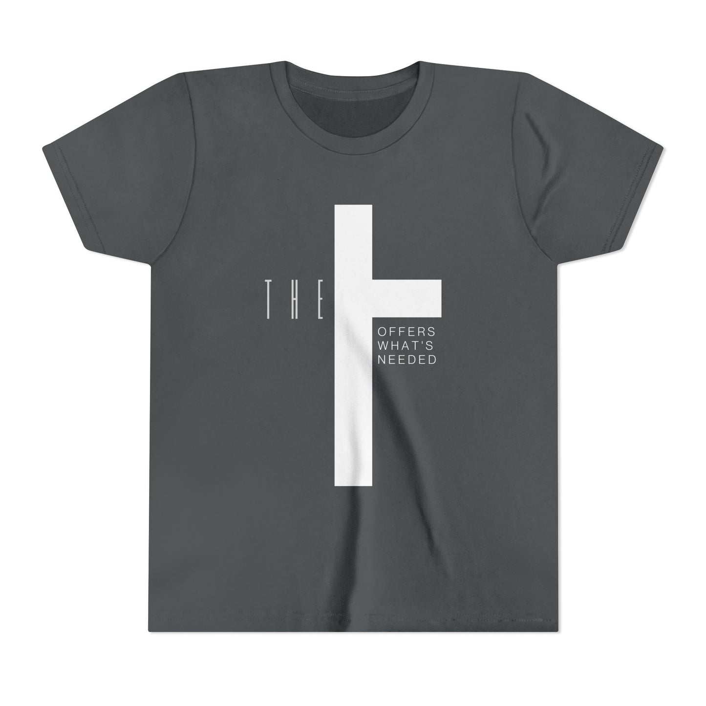 Youth T-Town Christian White Letters & Cross