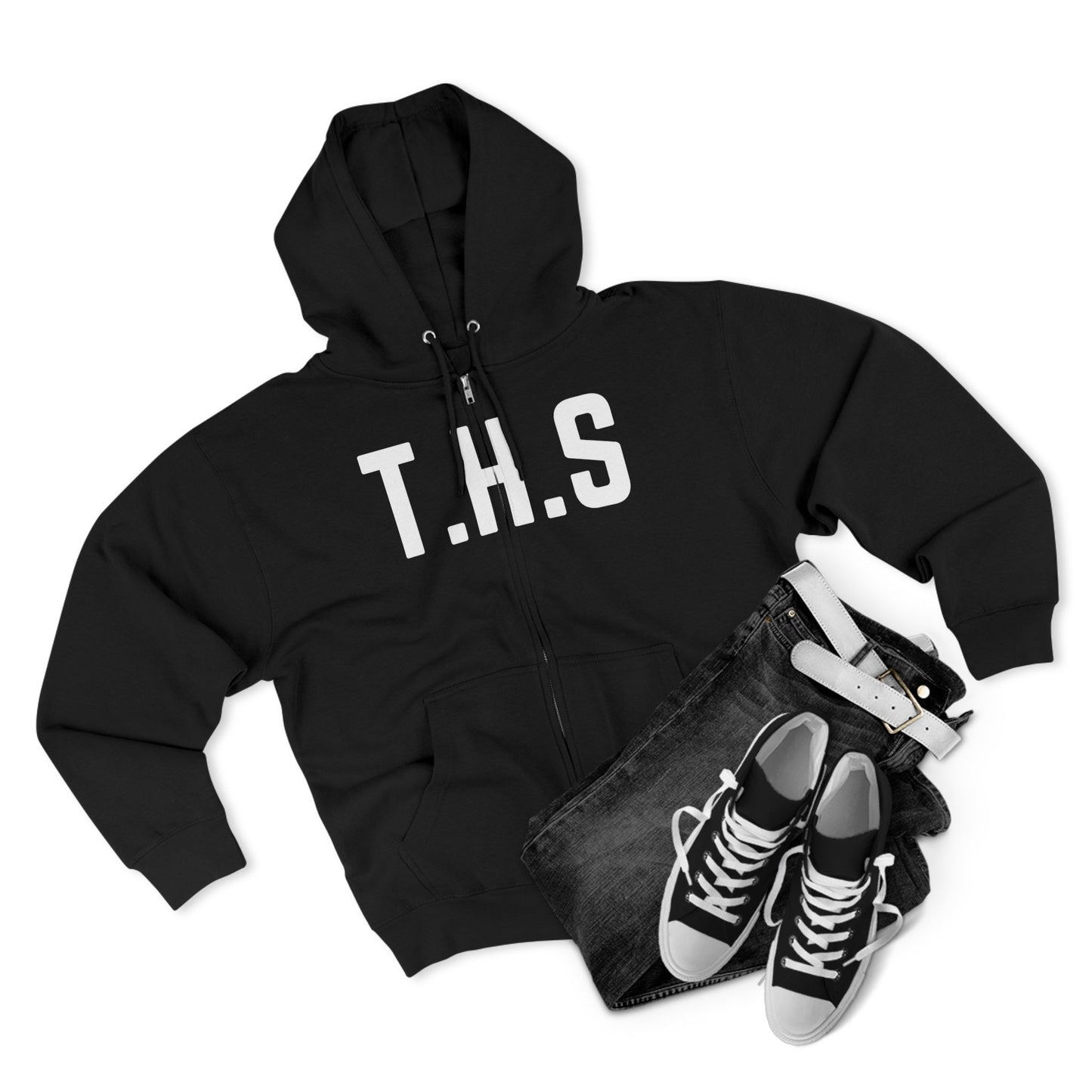 Adult T.H.S Trusting His Spirit Specialty Hoodie White Letters Zipper