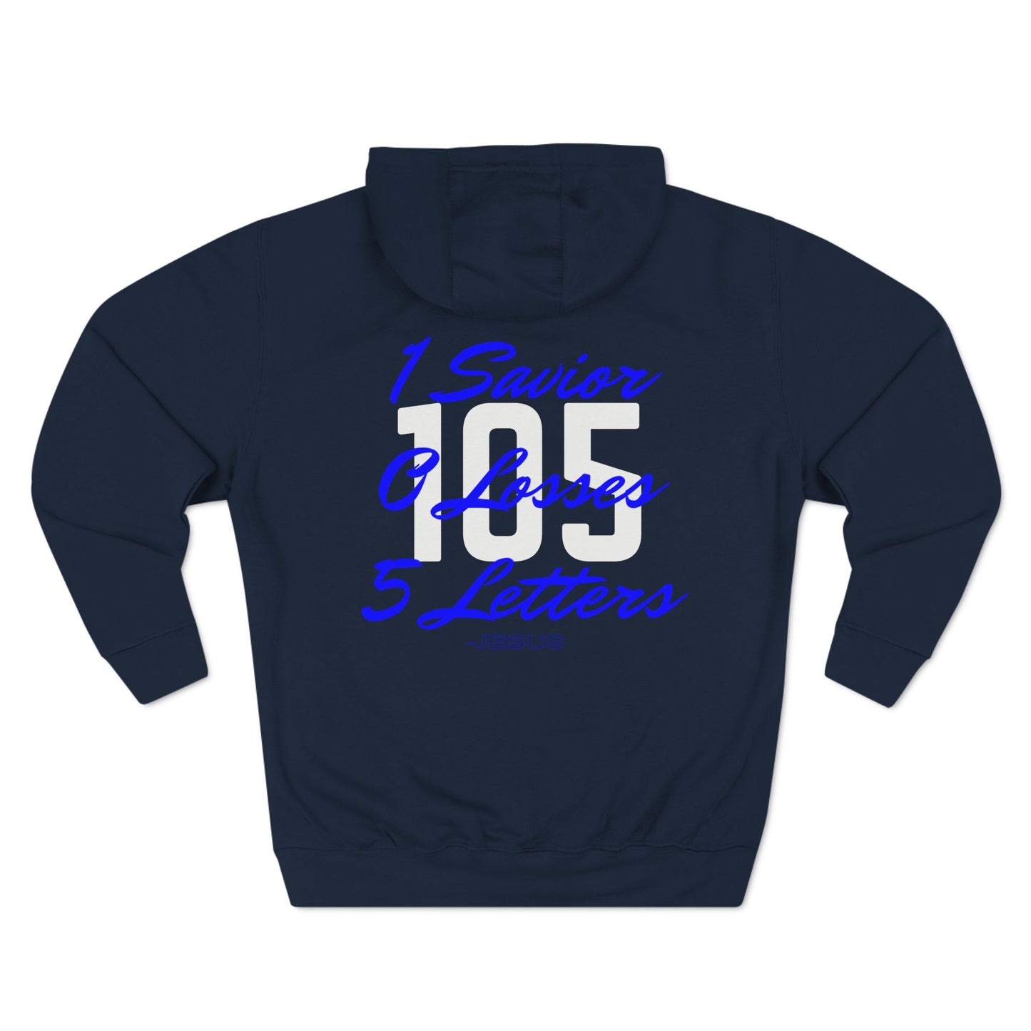 Adult 105 Christian Blue and White Letters Hoodie