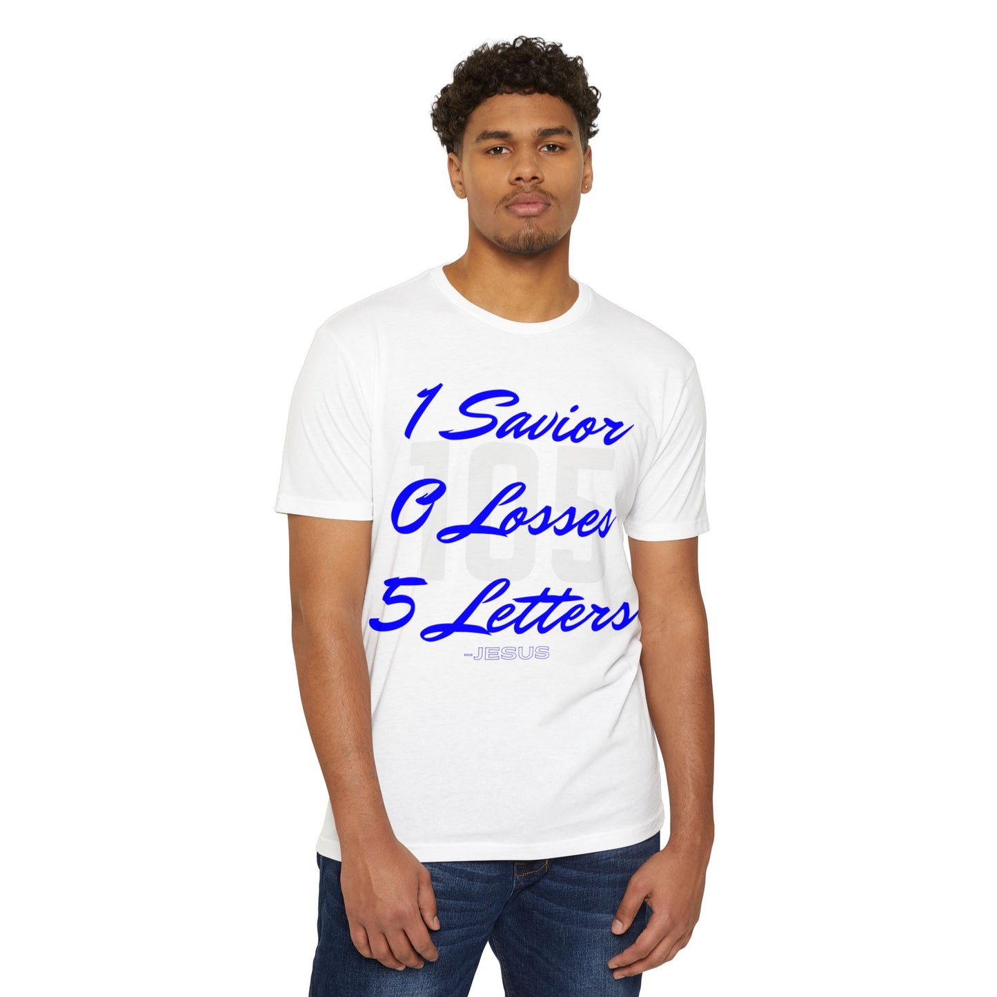 Adult 105 Christian Blue and White Letters Blended