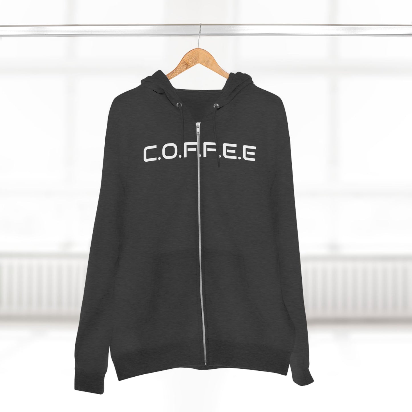 Adult Coffee Christian White Letters & Image Hoodie Zipper