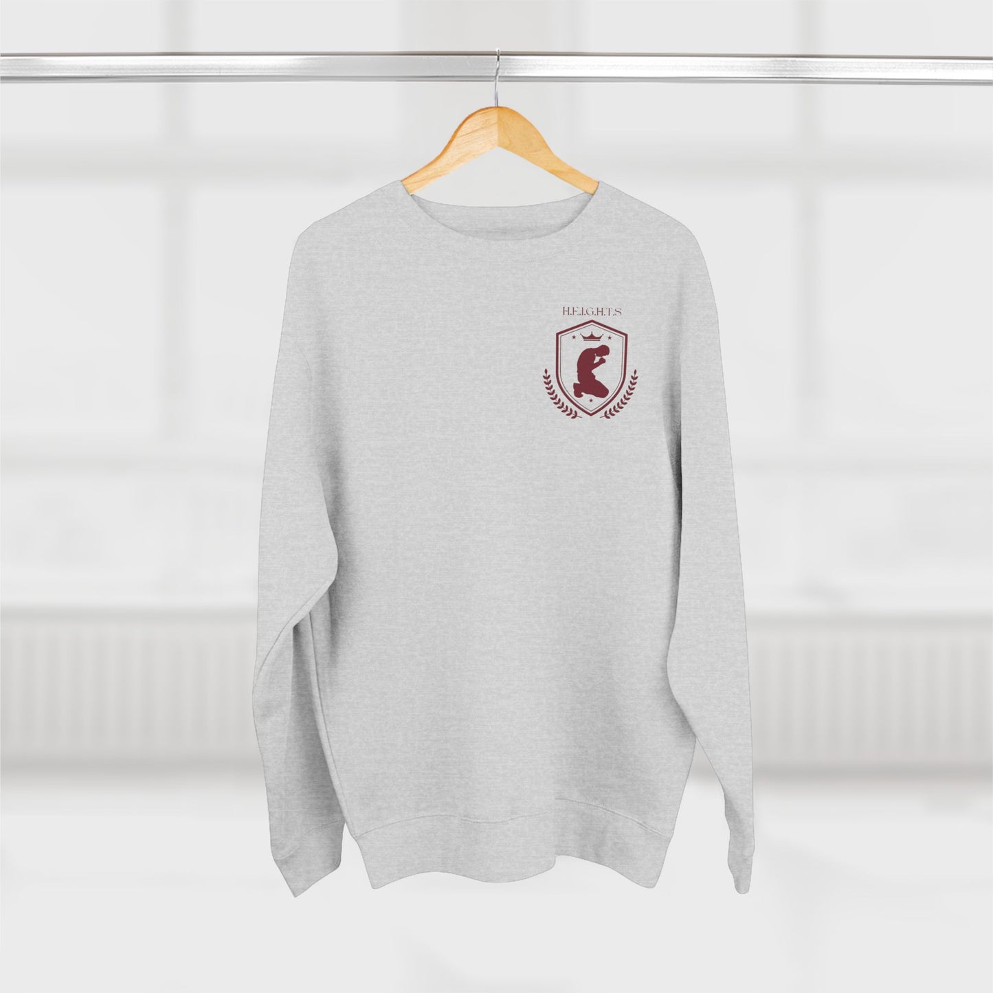Heights Christian Marron Letters & Image Crewneck