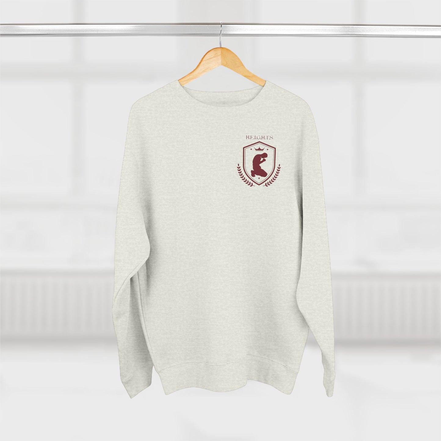 Heights Christian Marron Letters & Image Crewneck