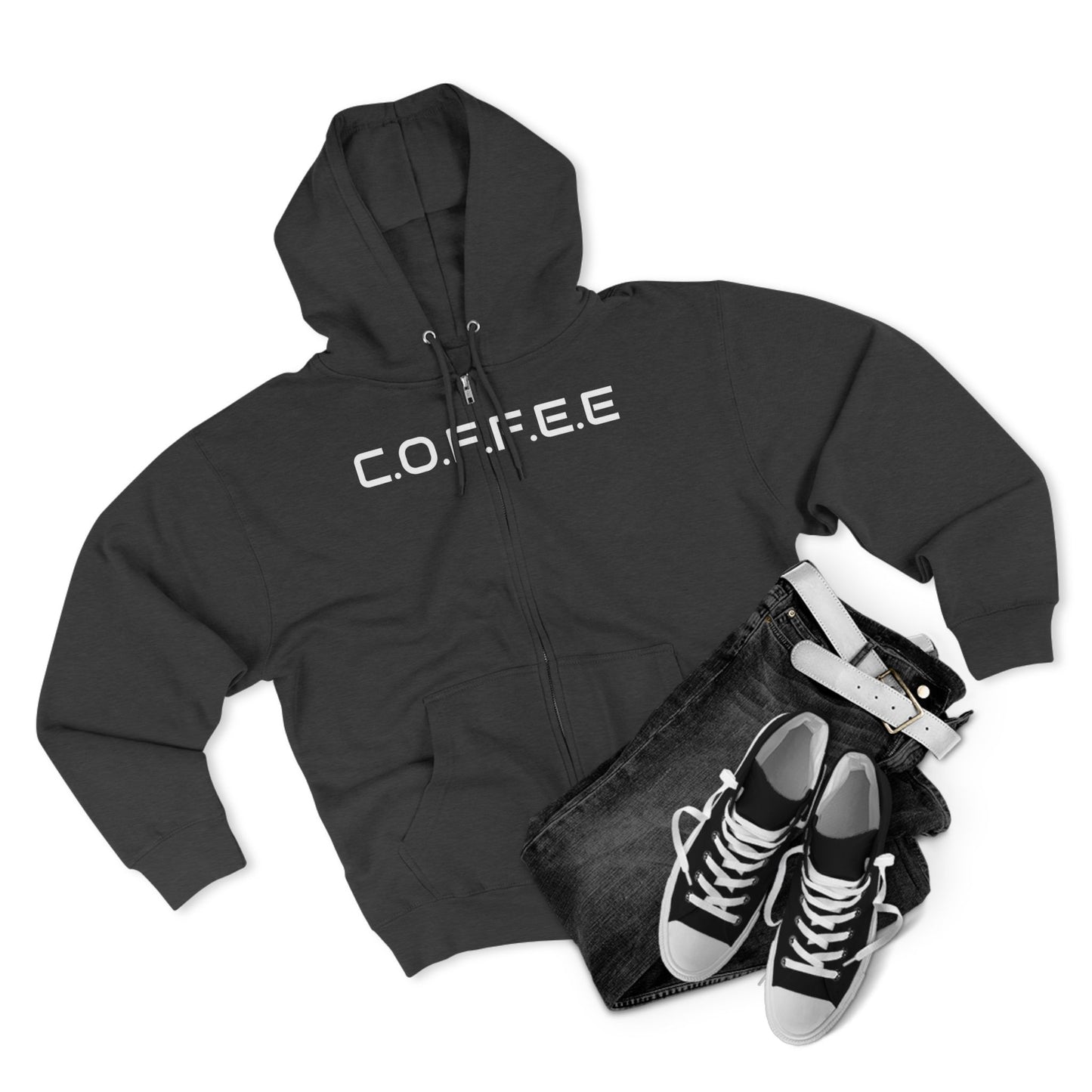 Adult Coffee Christian White Letters & Image Hoodie Zipper