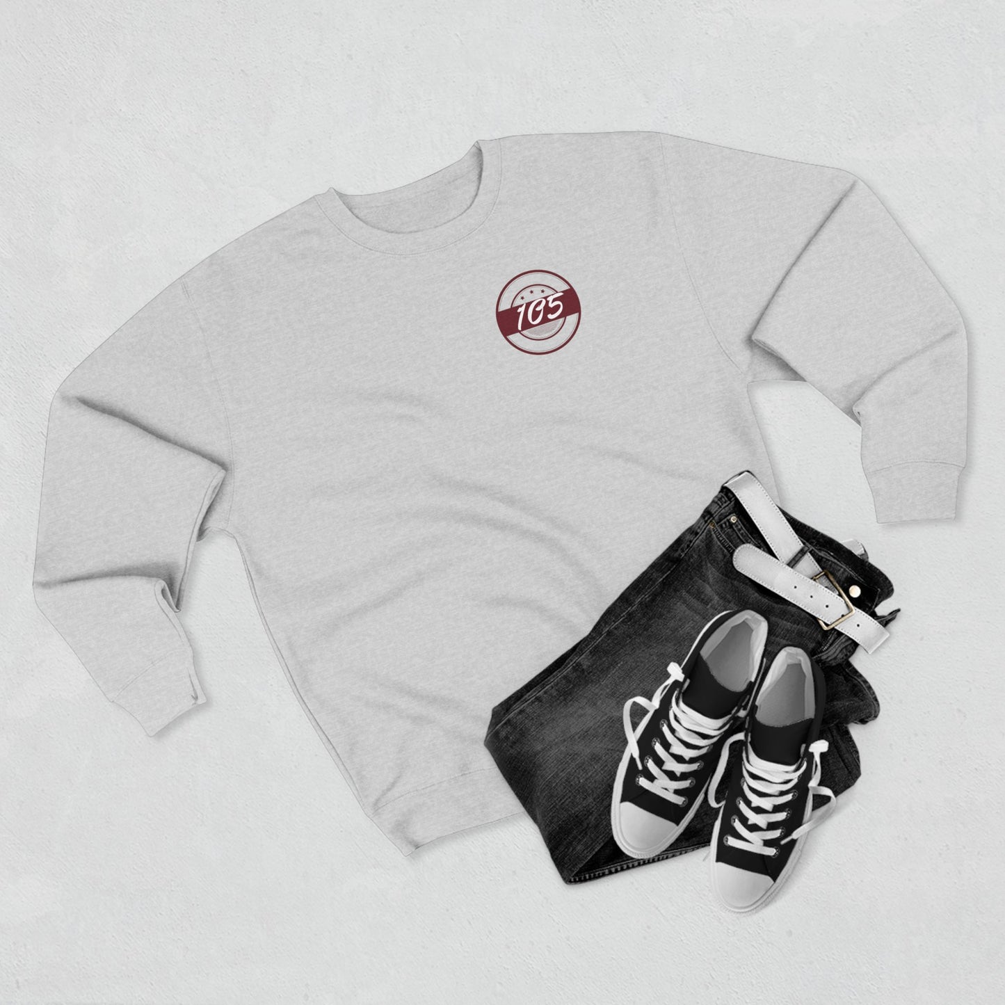Adult 105 Christian Marron and White Letters Crewneck