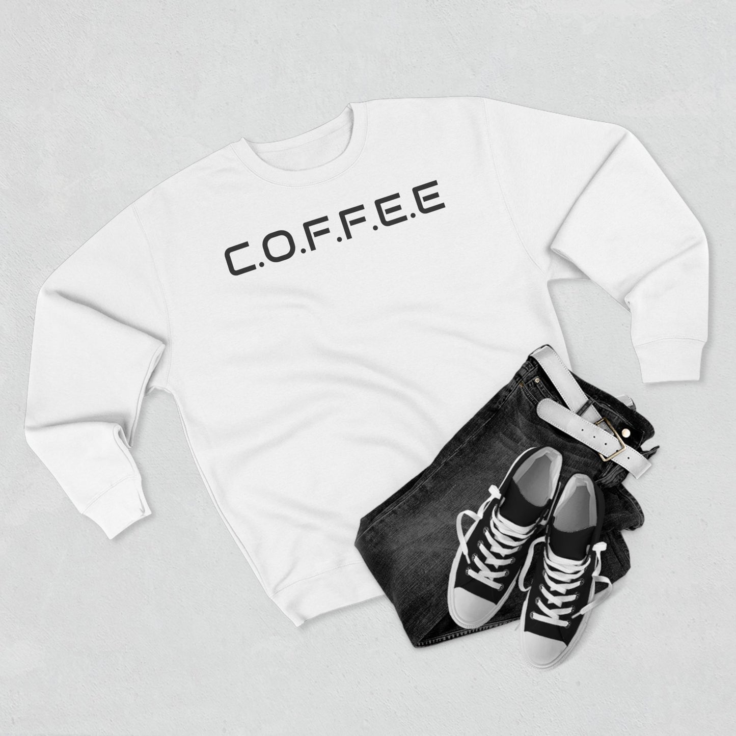 Adult Coffee Christian Black Words Only Crewneck