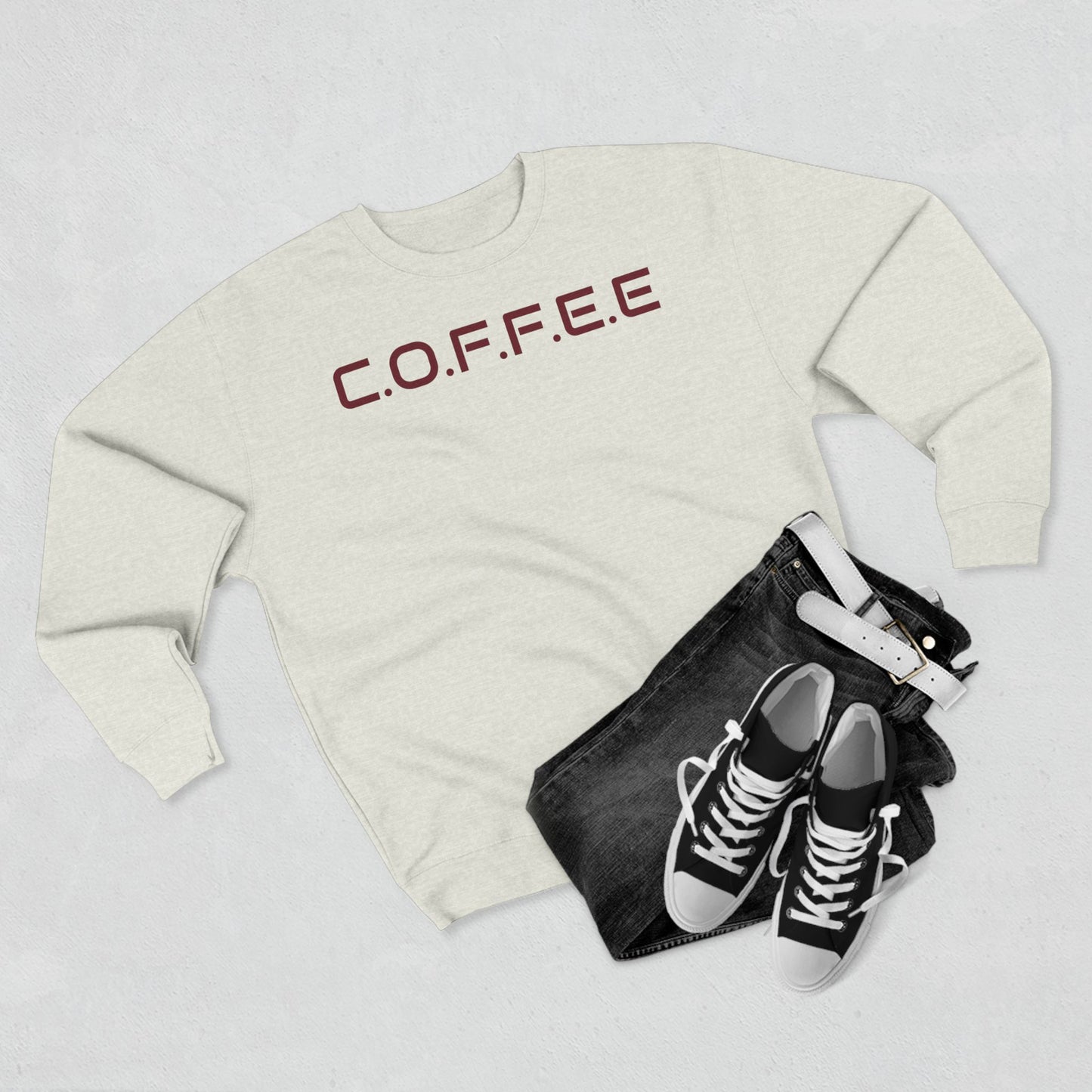 Adult Coffee Christian Marron Words Only Crewneck