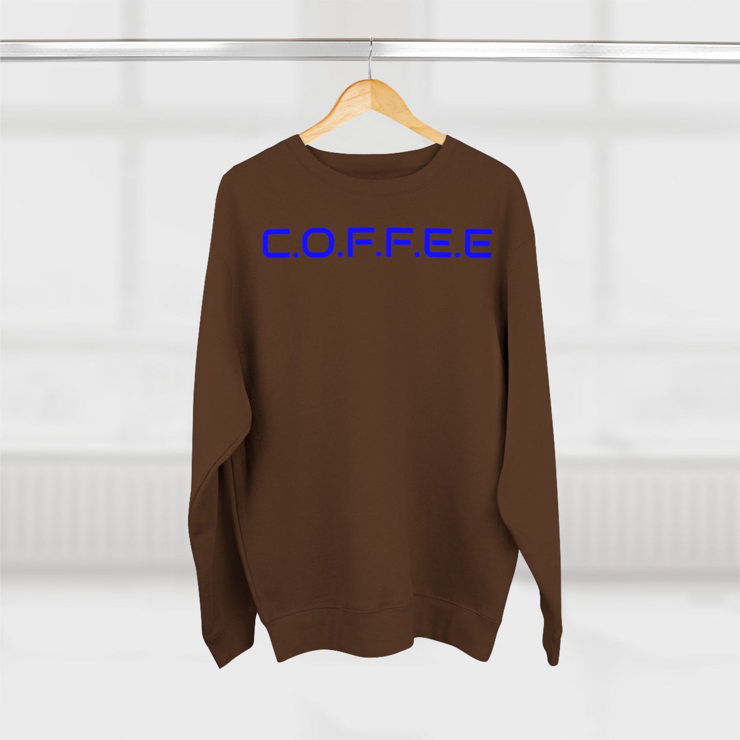 Adult Coffee Christian Blue Words Only Crewneck