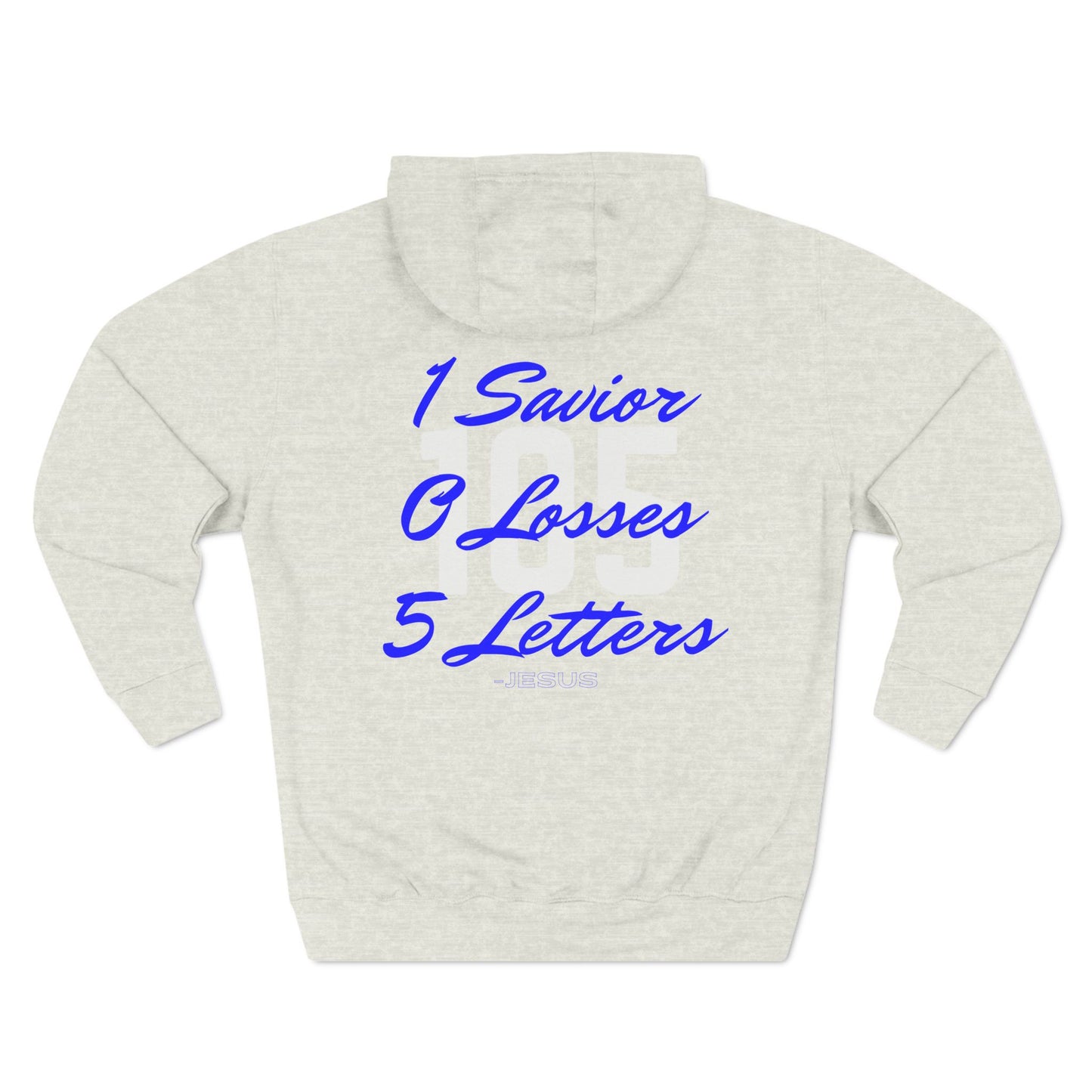 Adult 105 Christian Blue and White Letters Hoodie