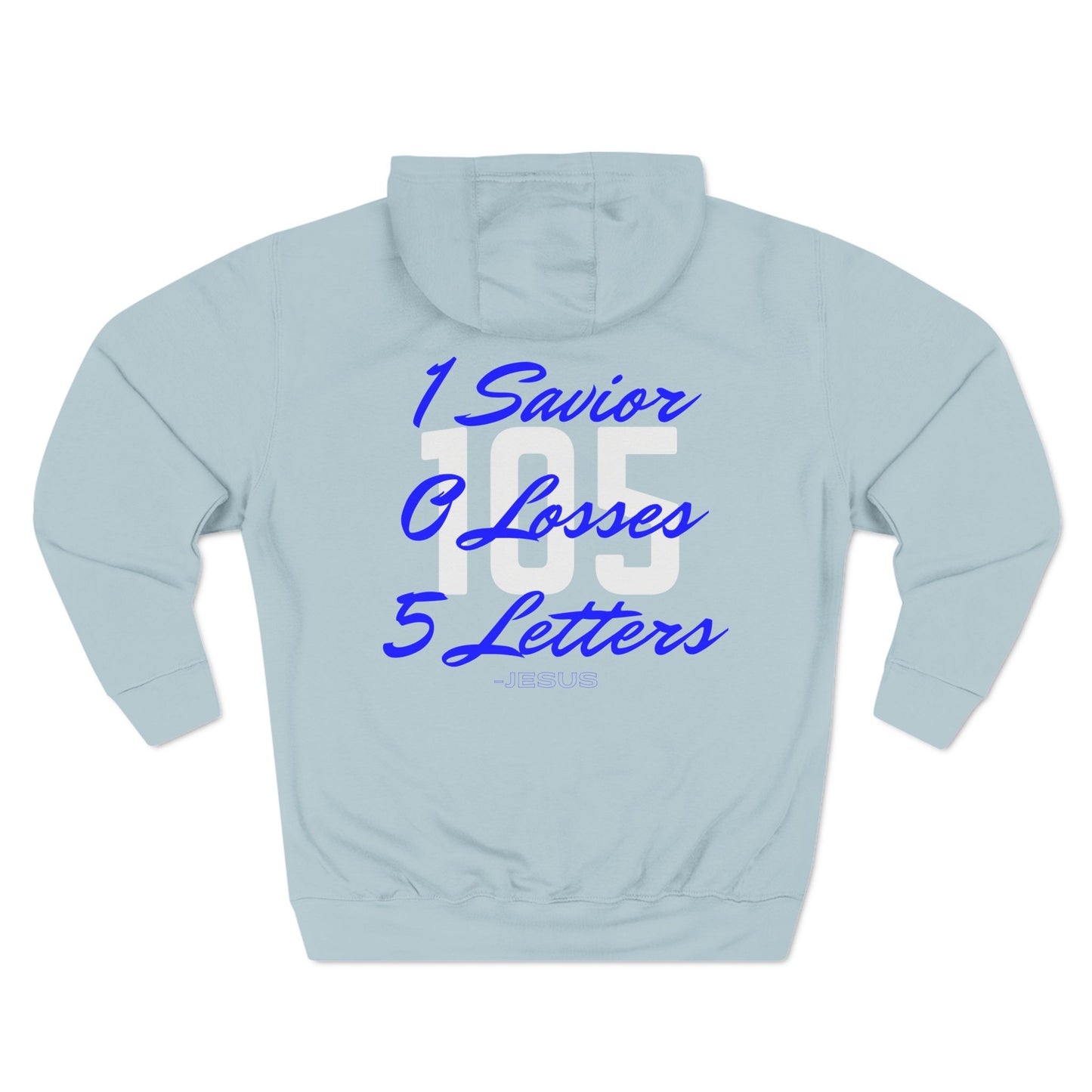 Adult 105 Christian Blue and White Letters Hoodie