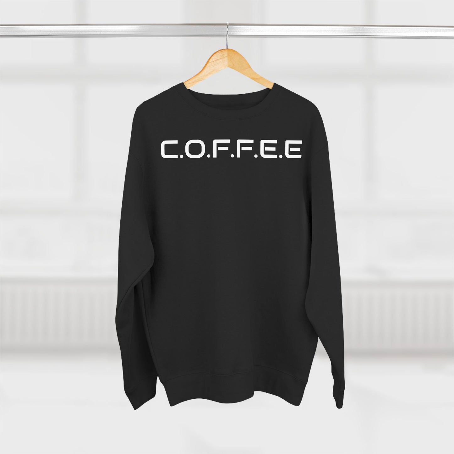 Adult Coffee Christian White Words & Image Crewneck