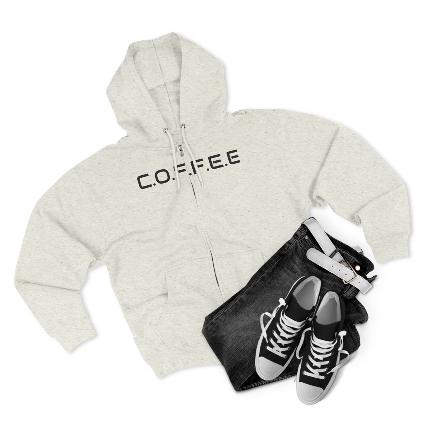 Adult Coffee Christian Black Words Only Hoodie Zipper