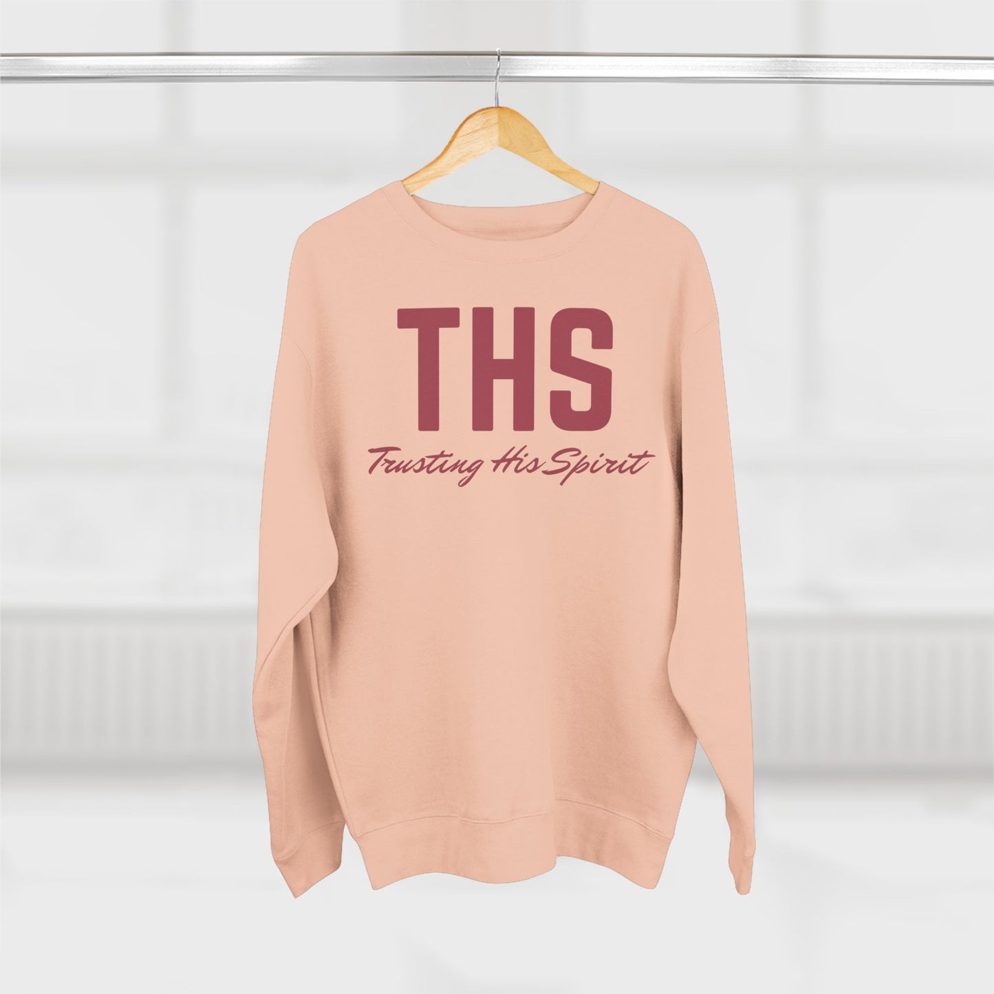 Adult THS Christian Marron Letters Crewneck