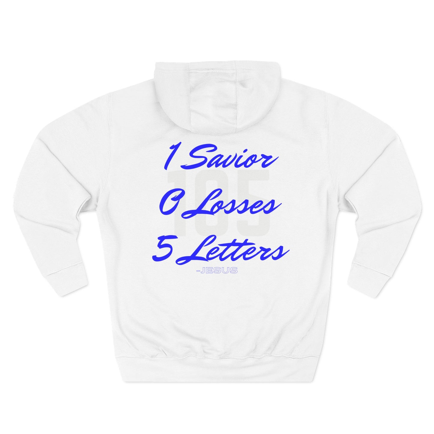 Adult 105 Christian Blue and White Letters Hoodie