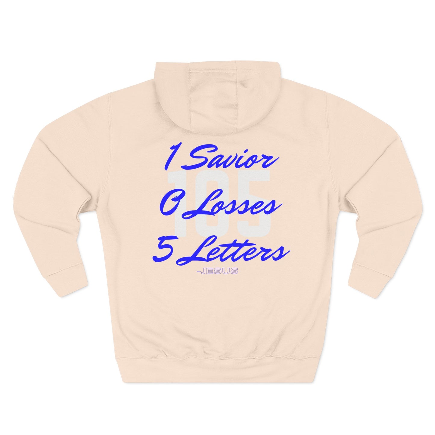Adult 105 Christian Blue and White Letters Hoodie