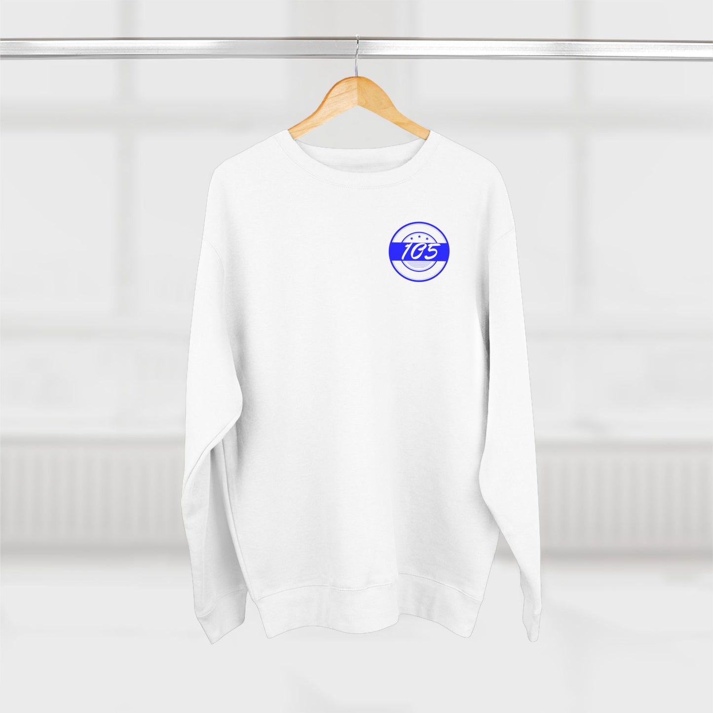 Adult 105 Christian Blue and White Letters Crewneck