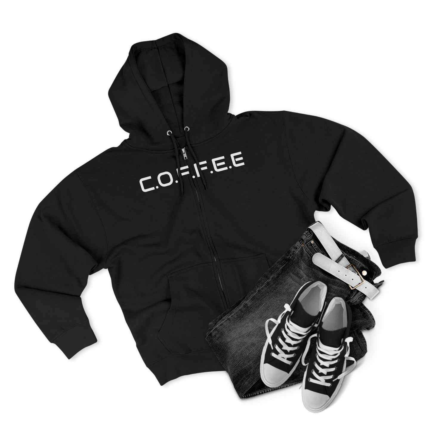 Adult Coffee Christian White Words Only Hoodie Zipper