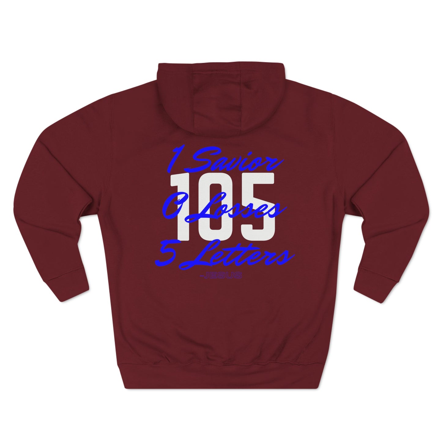 Adult 105 Christian Blue and White Letters Hoodie