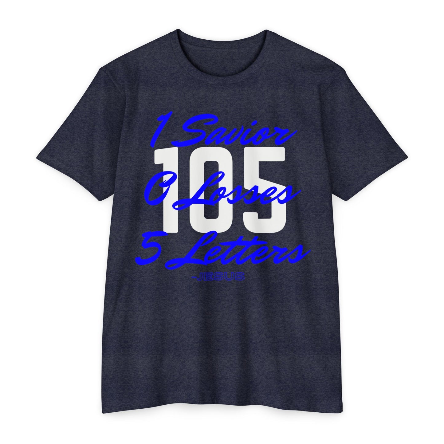 Adult 105 Christian Blue and White Letters Blended
