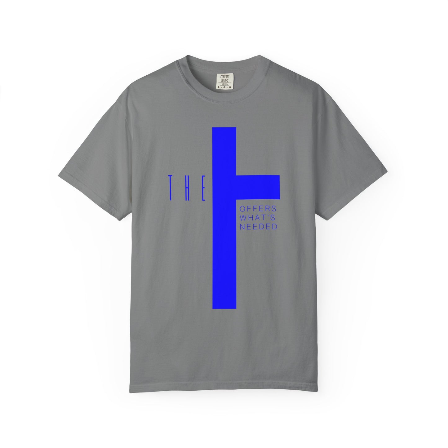 Adult T-Town Christian Blue Letters & Cross
