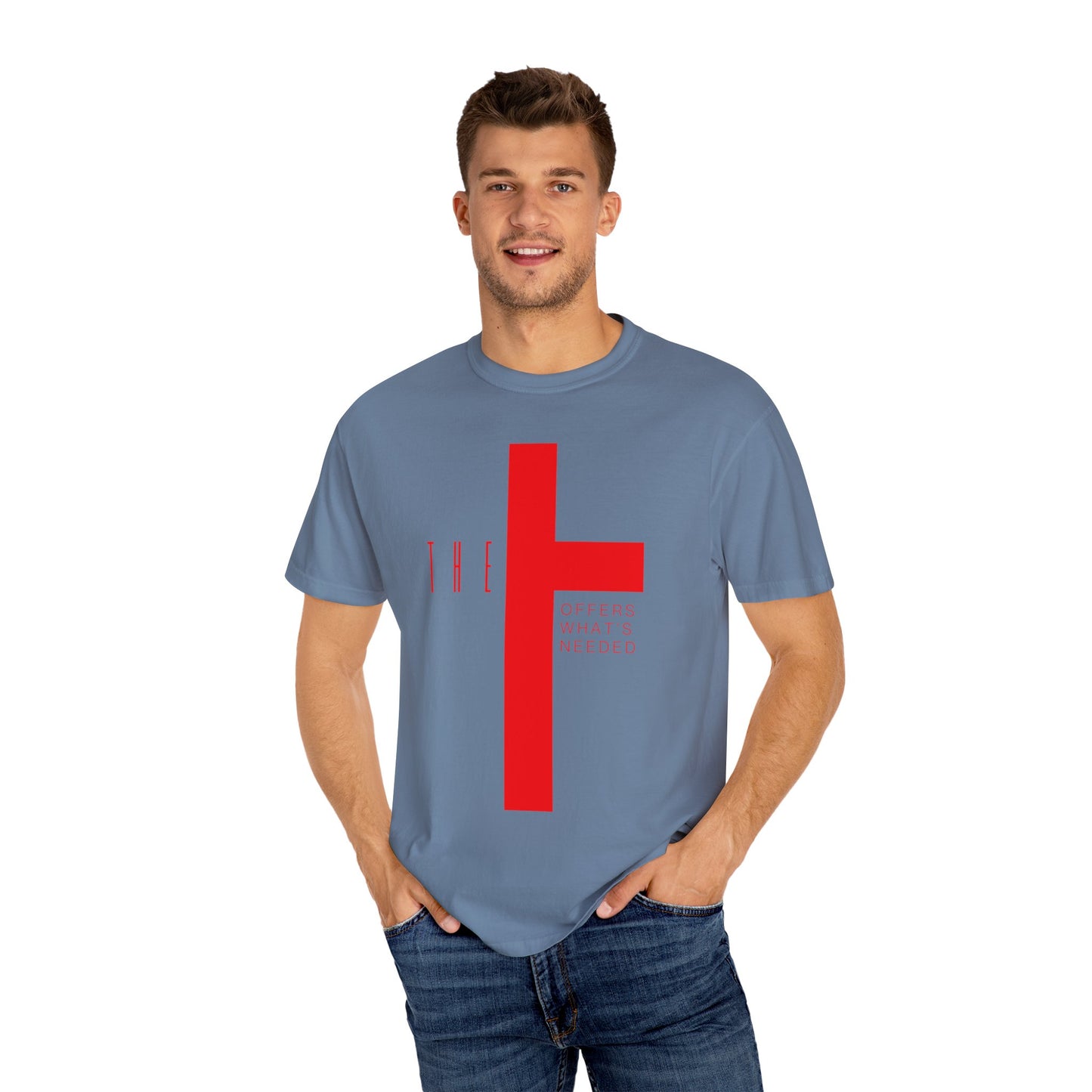 Adult T-Town Christian Red Letters & Cross