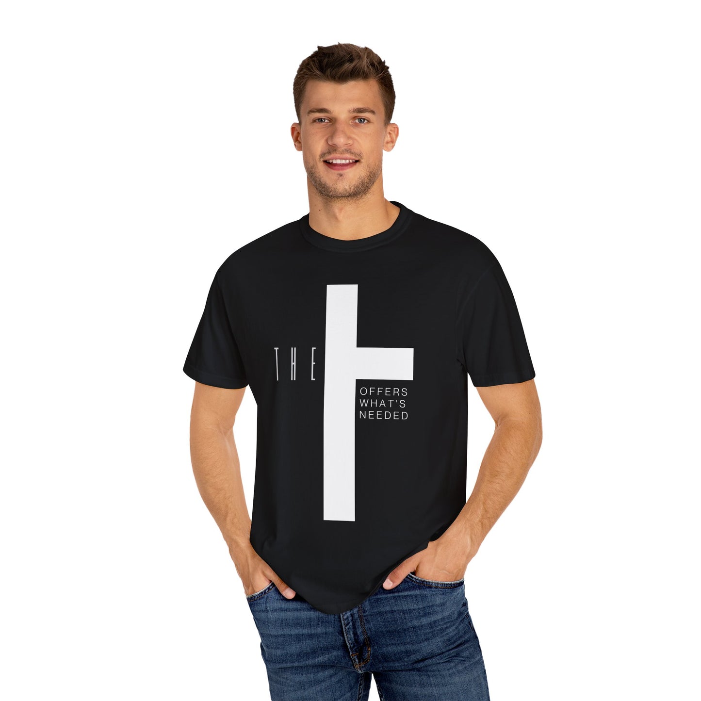 Adult T-Town Christian White Letters & Cross