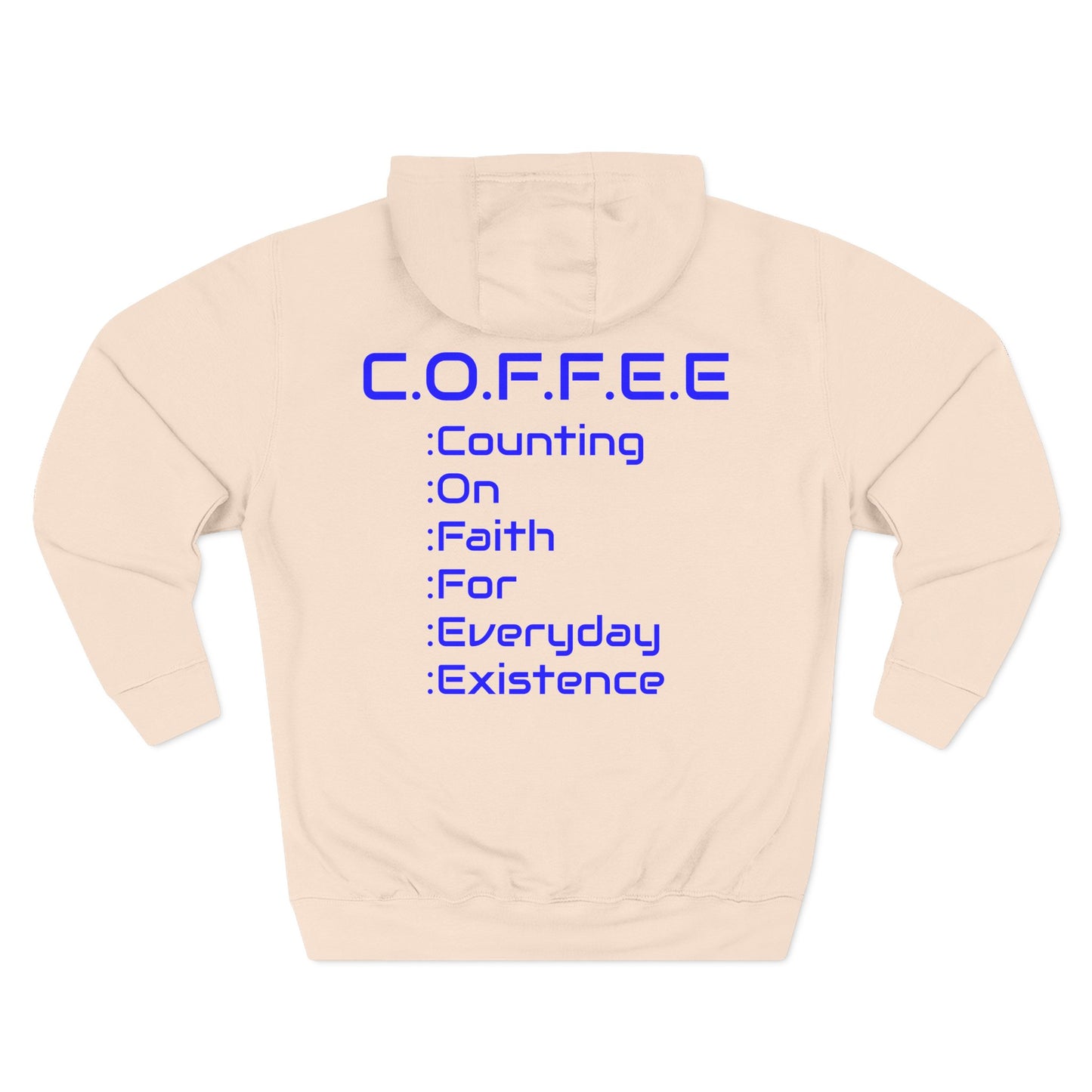 Adult Coffee Christian Blue Words Only Hoodie