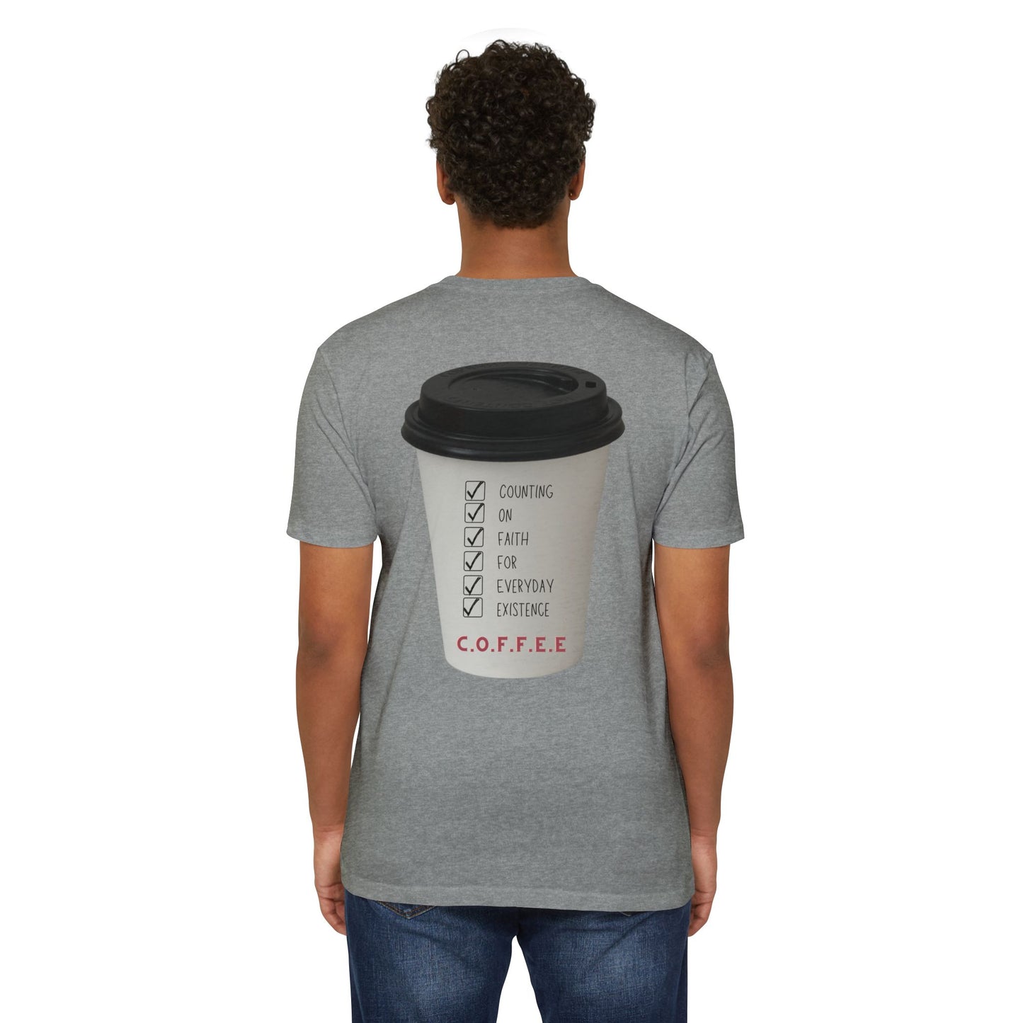Adult Coffee Christian White Words & Image Premium Tee