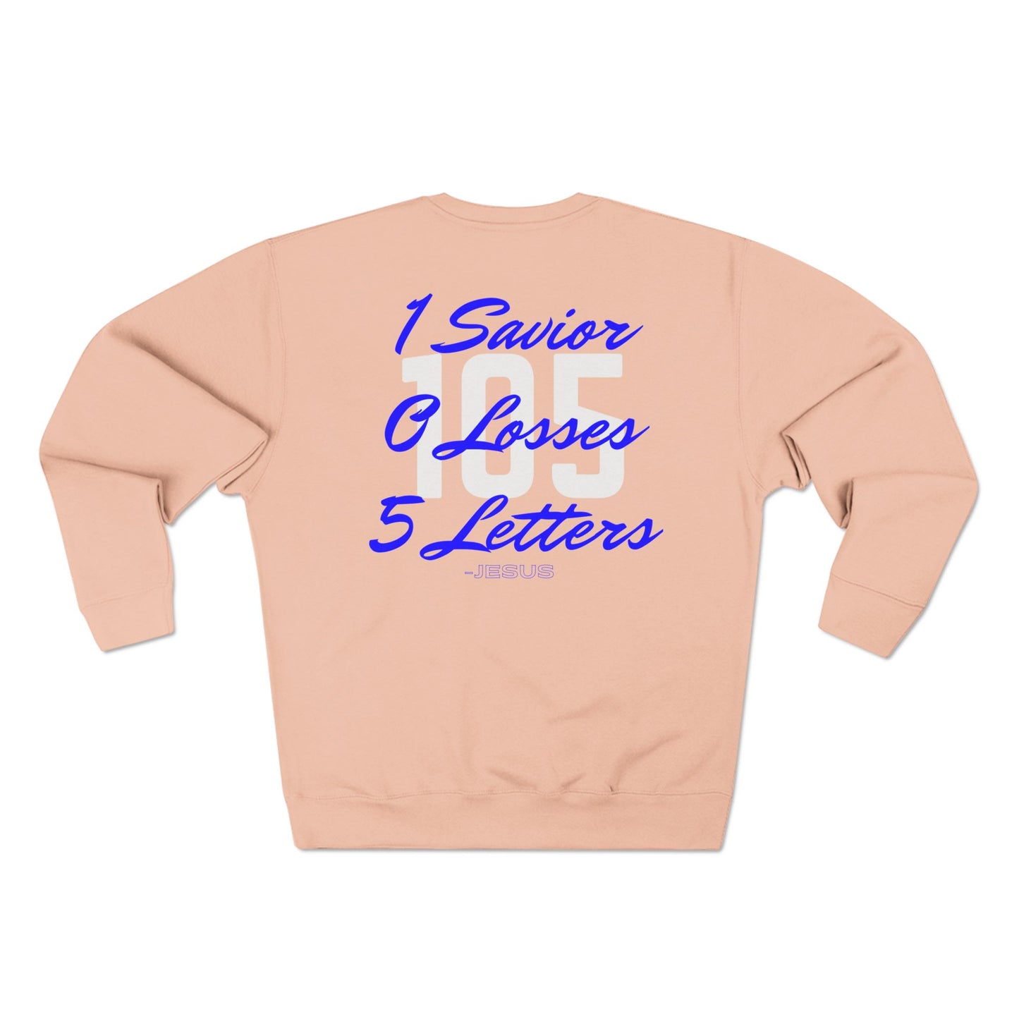 Adult 105 Christian Blue and White Letters Crewneck