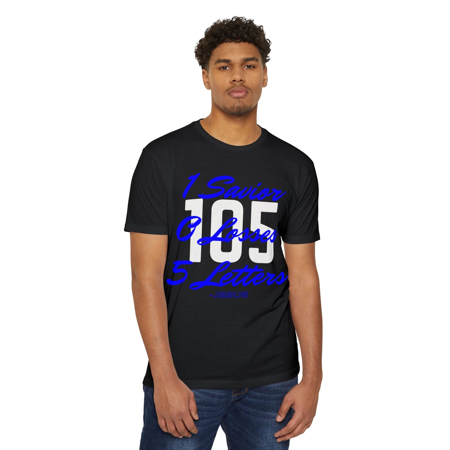 Adult 105 Christian Blue and White Letters Blended