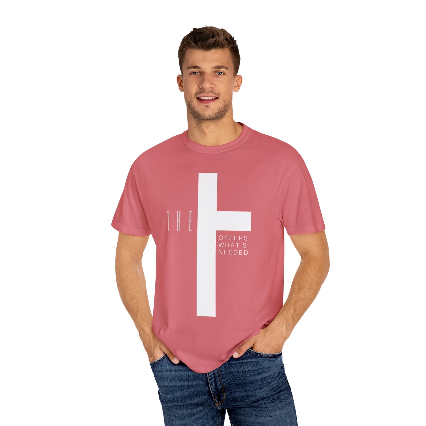 Adult T-Town Christian White Letters & Cross