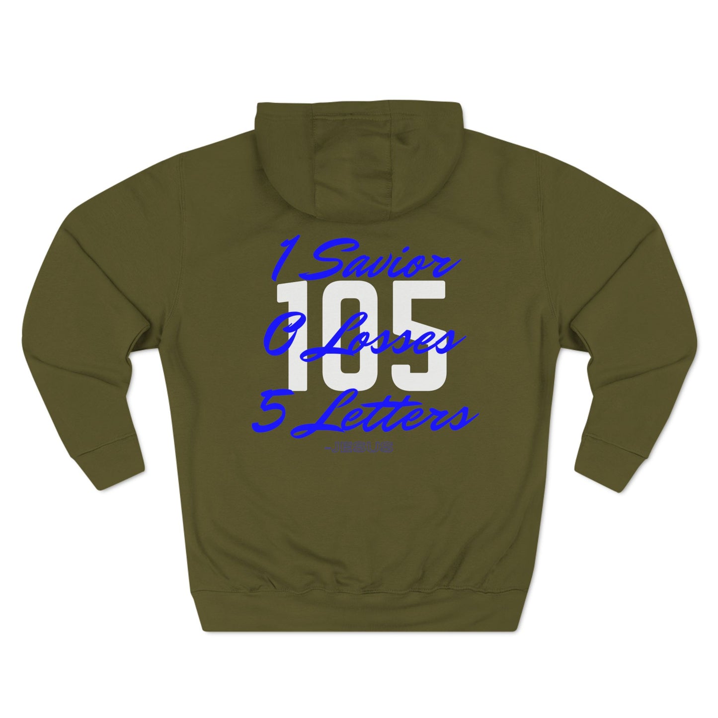 Adult 105 Christian Blue and White Letters Hoodie