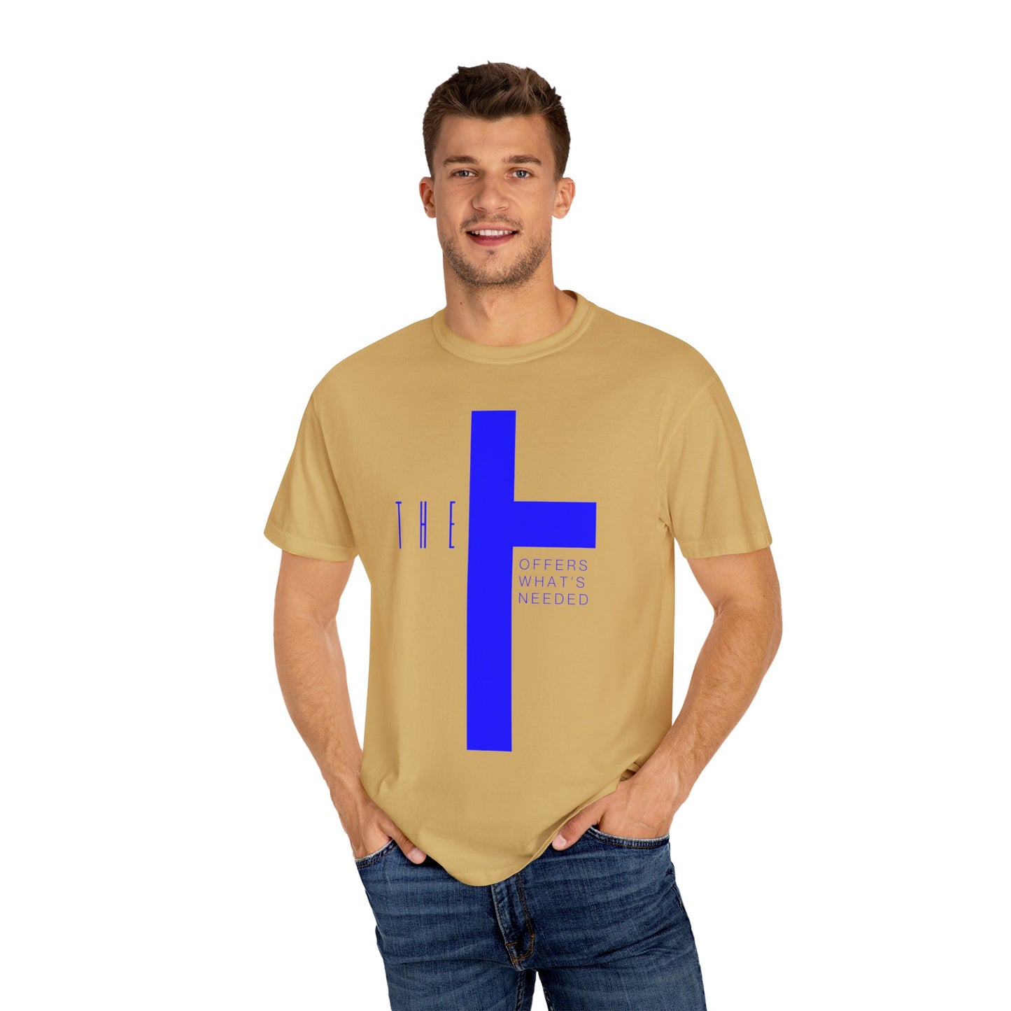 Adult T-Town Christian Blue Letters & Cross