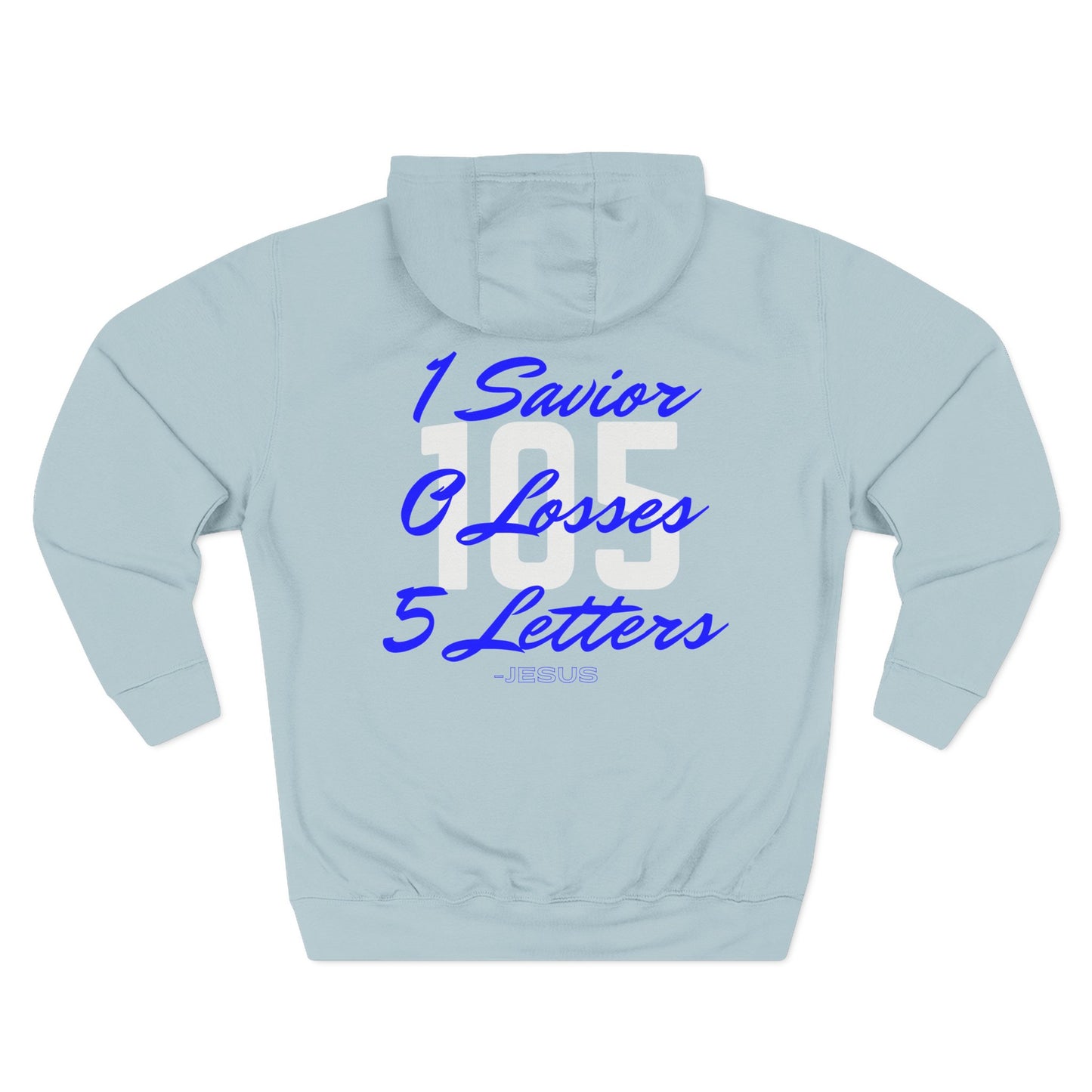 Specialty Adult 105 Christian Blue and White Letters Hoodie