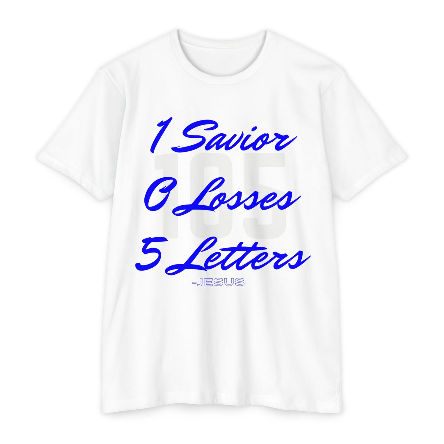 Adult 105 Christian Blue and White Letters Blended