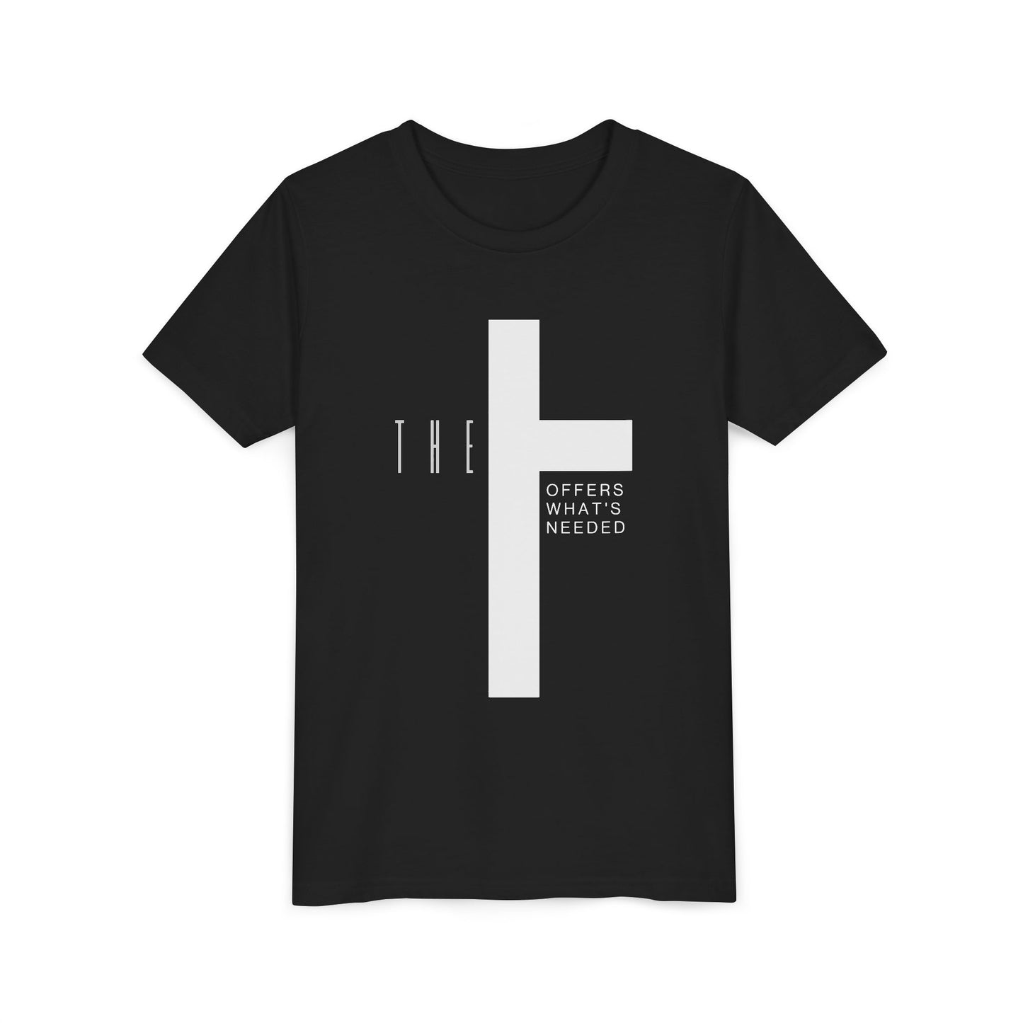 Youth T-Town Christian White Letters & Cross