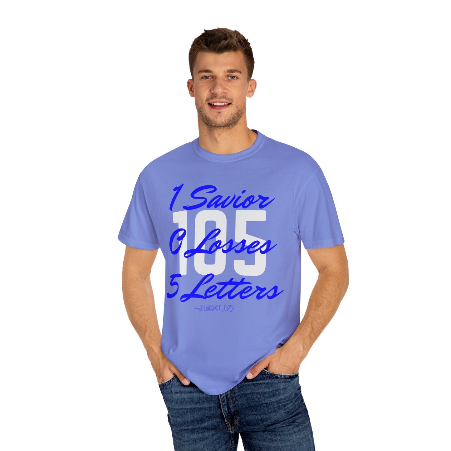 Adult 105 Christian Blue and White Letters