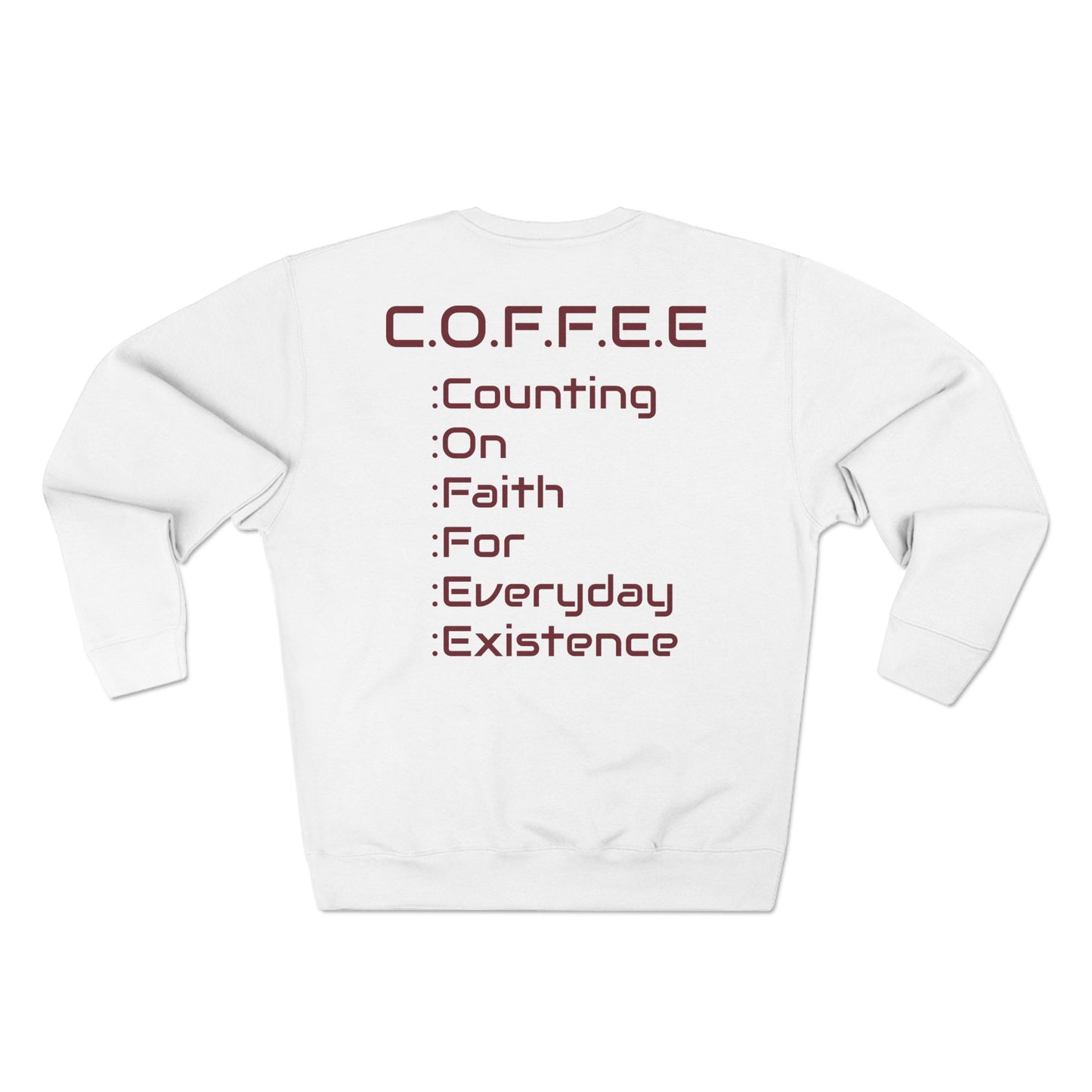 Adult Coffee Christian Marron Words Only Crewneck