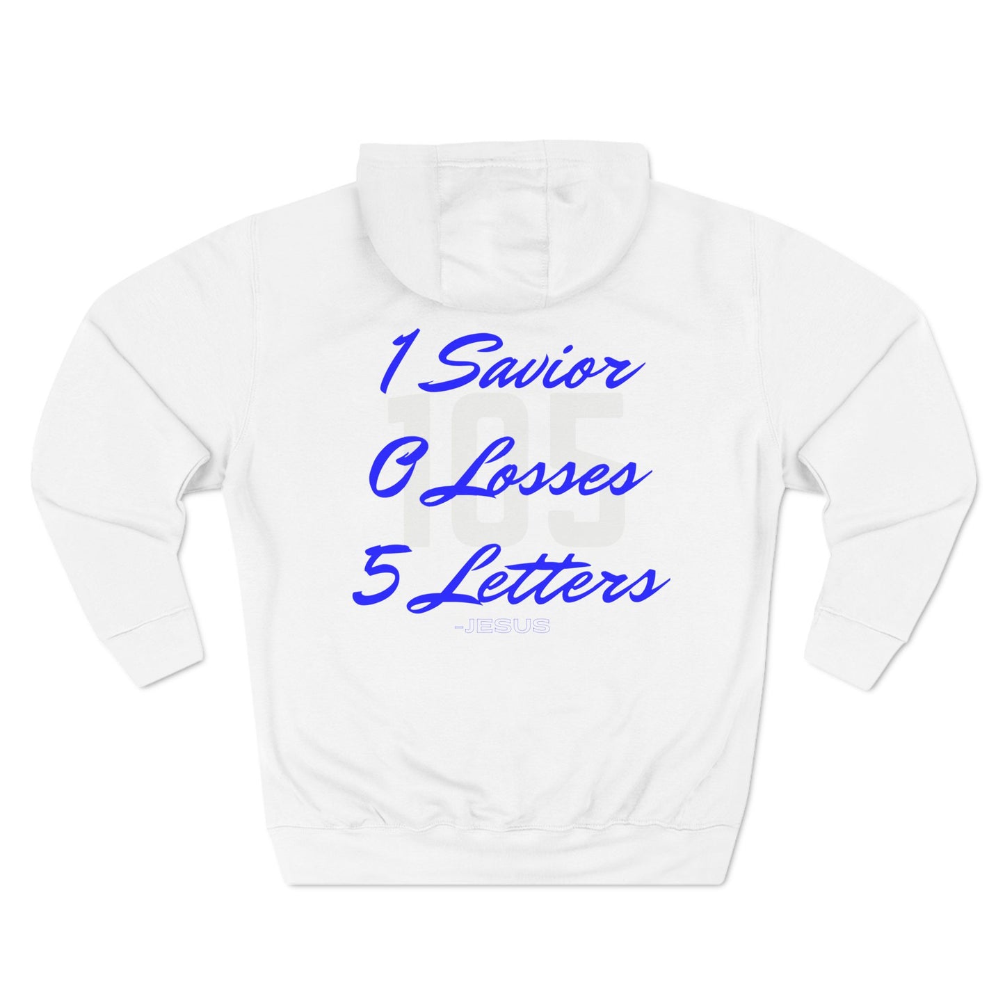 Adult 105 Christian Blue and White Letters Hoodie