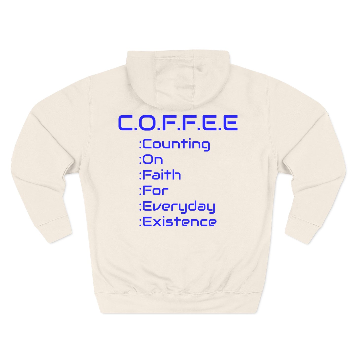 Adult Coffee Christian Blue Words Only Hoodie