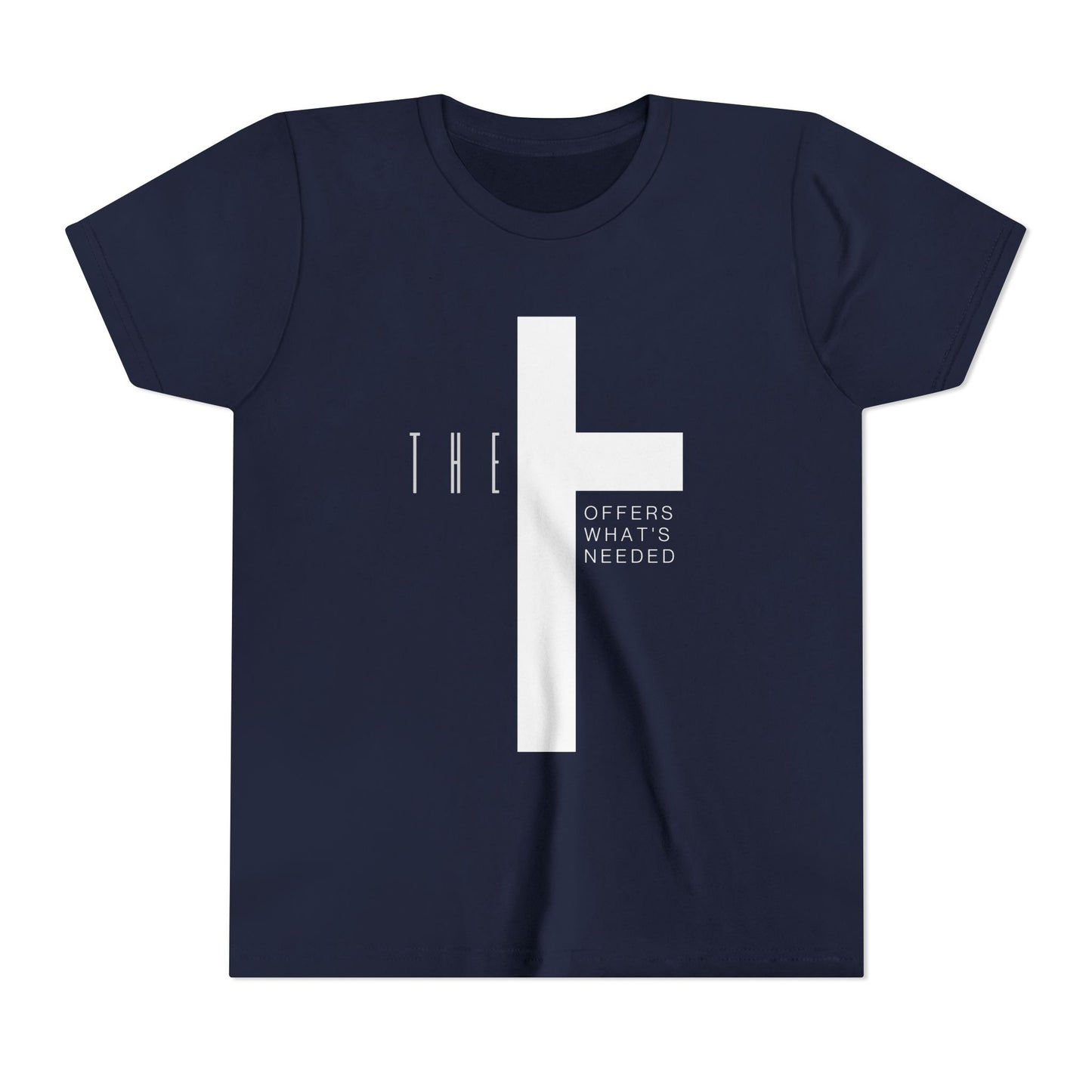 Youth T-Town Christian White Letters & Cross
