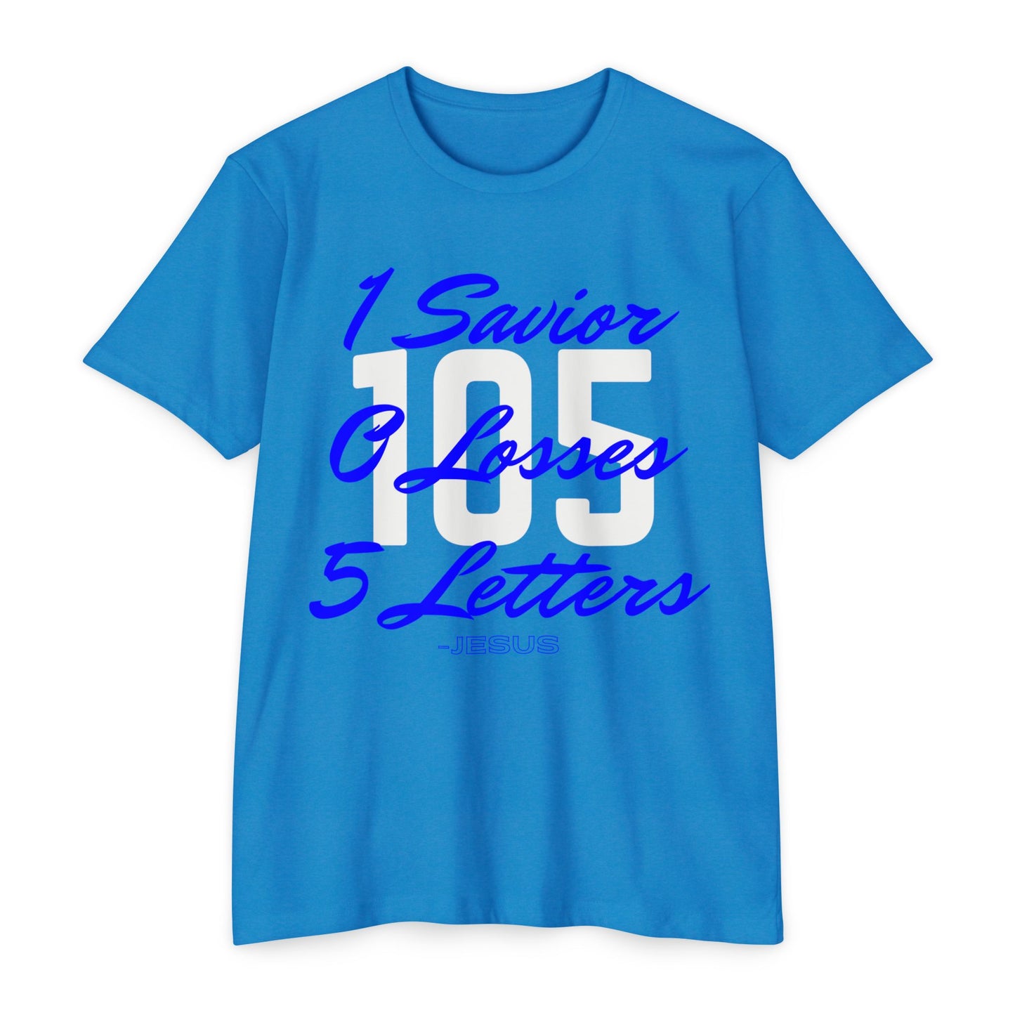 Adult 105 Christian Blue and White Letters Blended