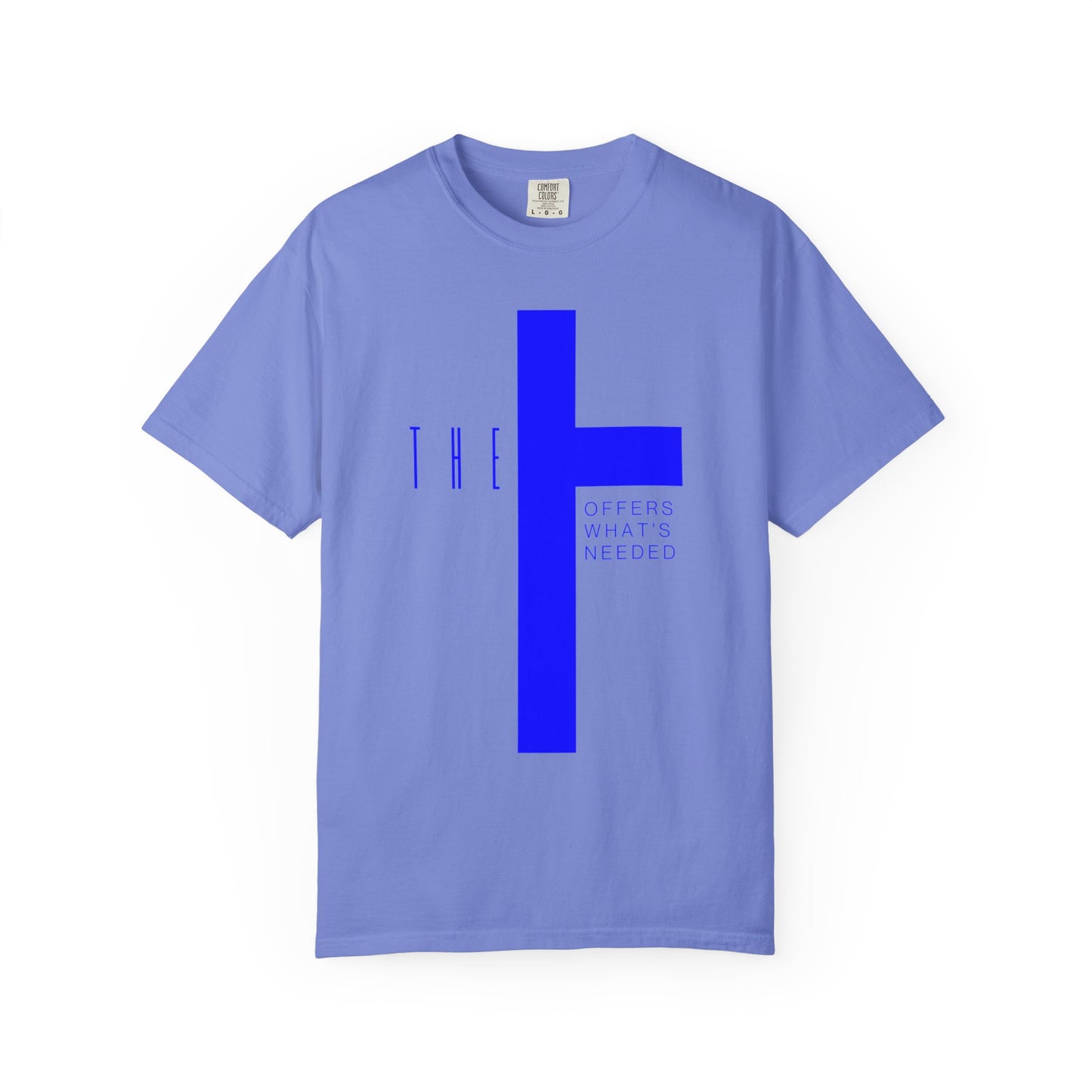 Adult T-Town Christian Blue Letters & Cross