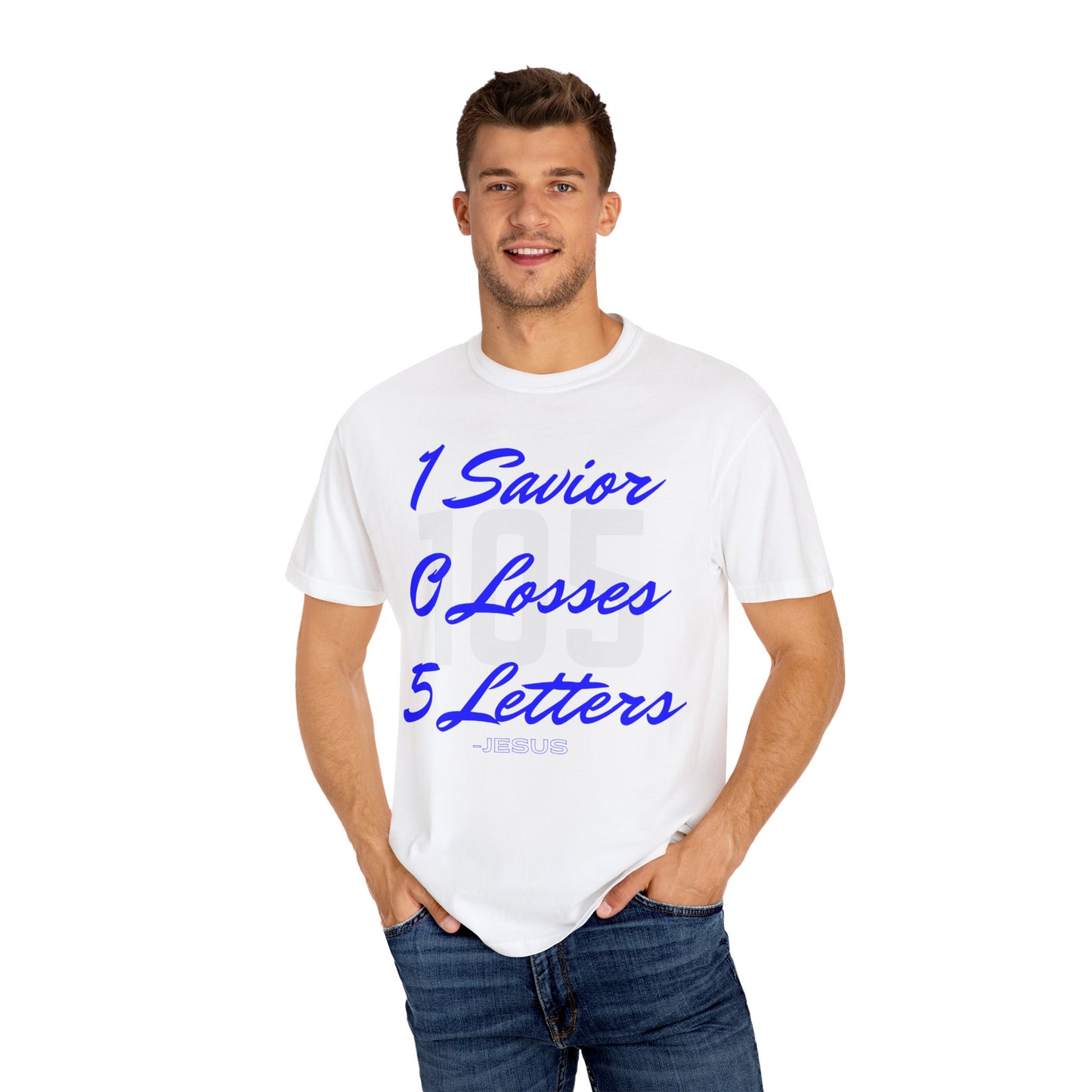 Adult 105 Christian Blue and White Letters