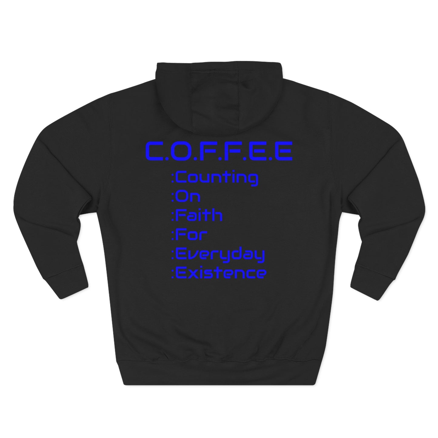 Adult Coffee Christian Blue Words Only Hoodie