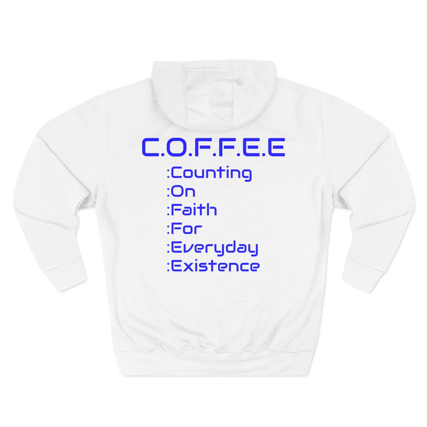 Adult Coffee Christian Blue Words Only Hoodie